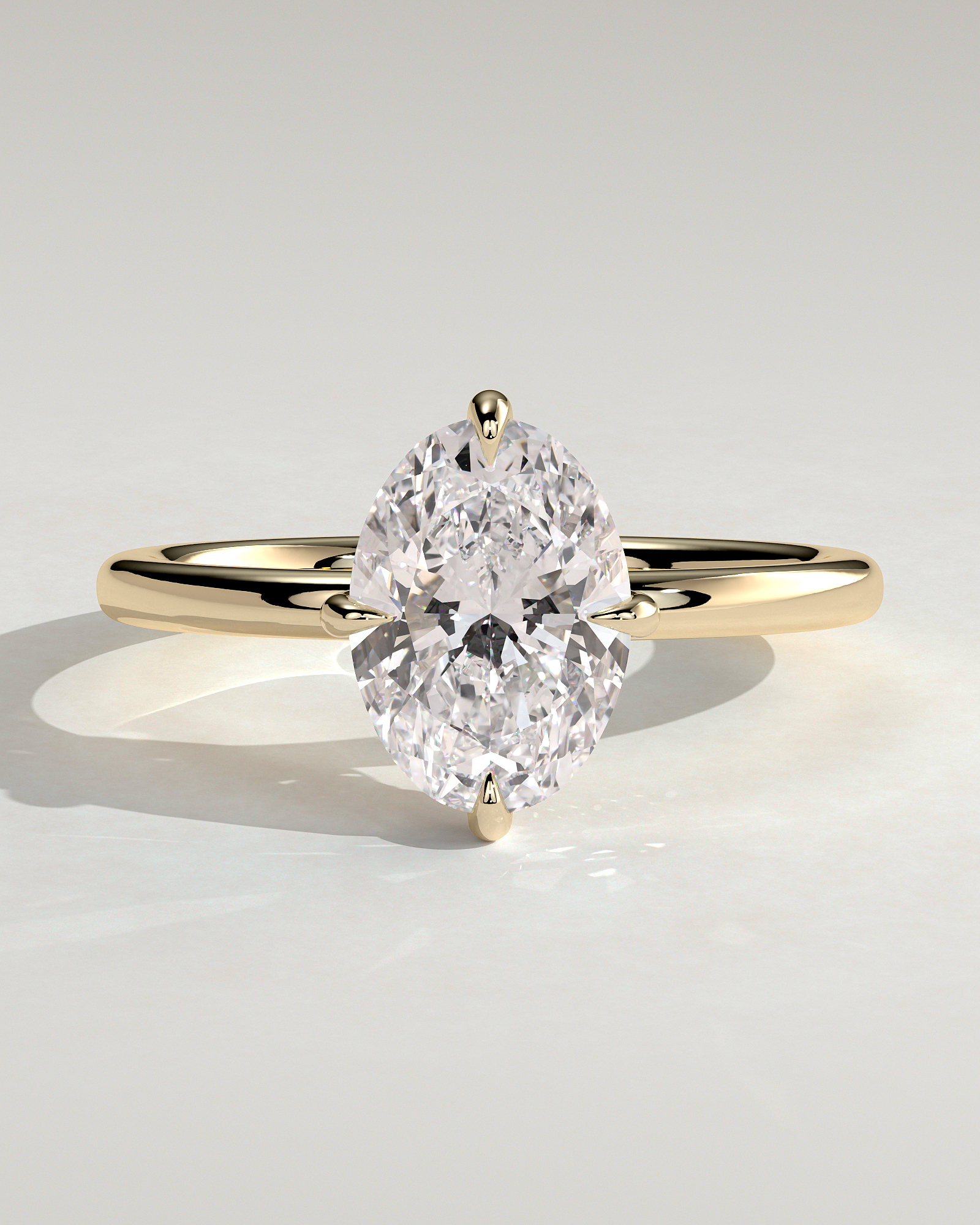 Spencer - Compass Set Oval Solitaire with Hidden Halo - 18k Yellow Gold