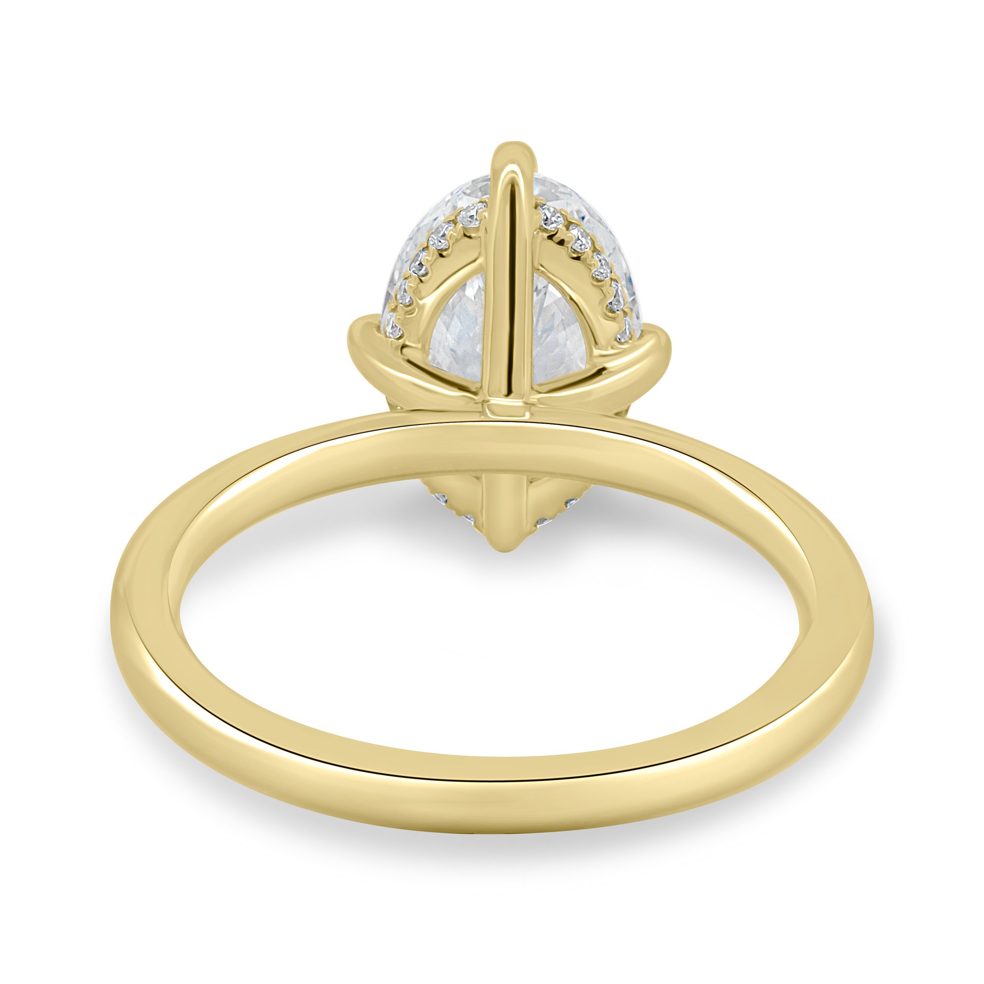 Spencer - Compass Set Oval Solitaire with Hidden Halo - 18k Yellow Gold