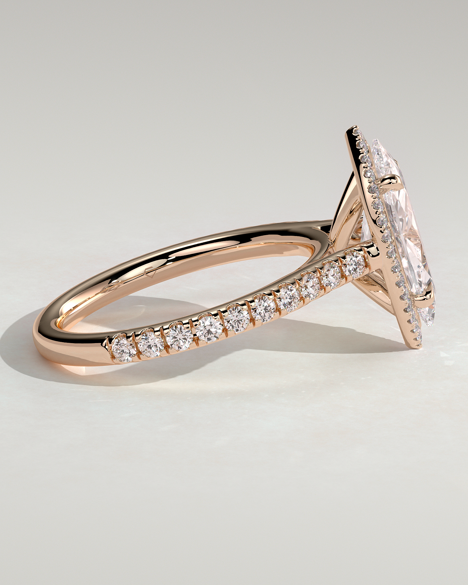 Stefania  Marquise Halo with Pave - 18k Rose Gold