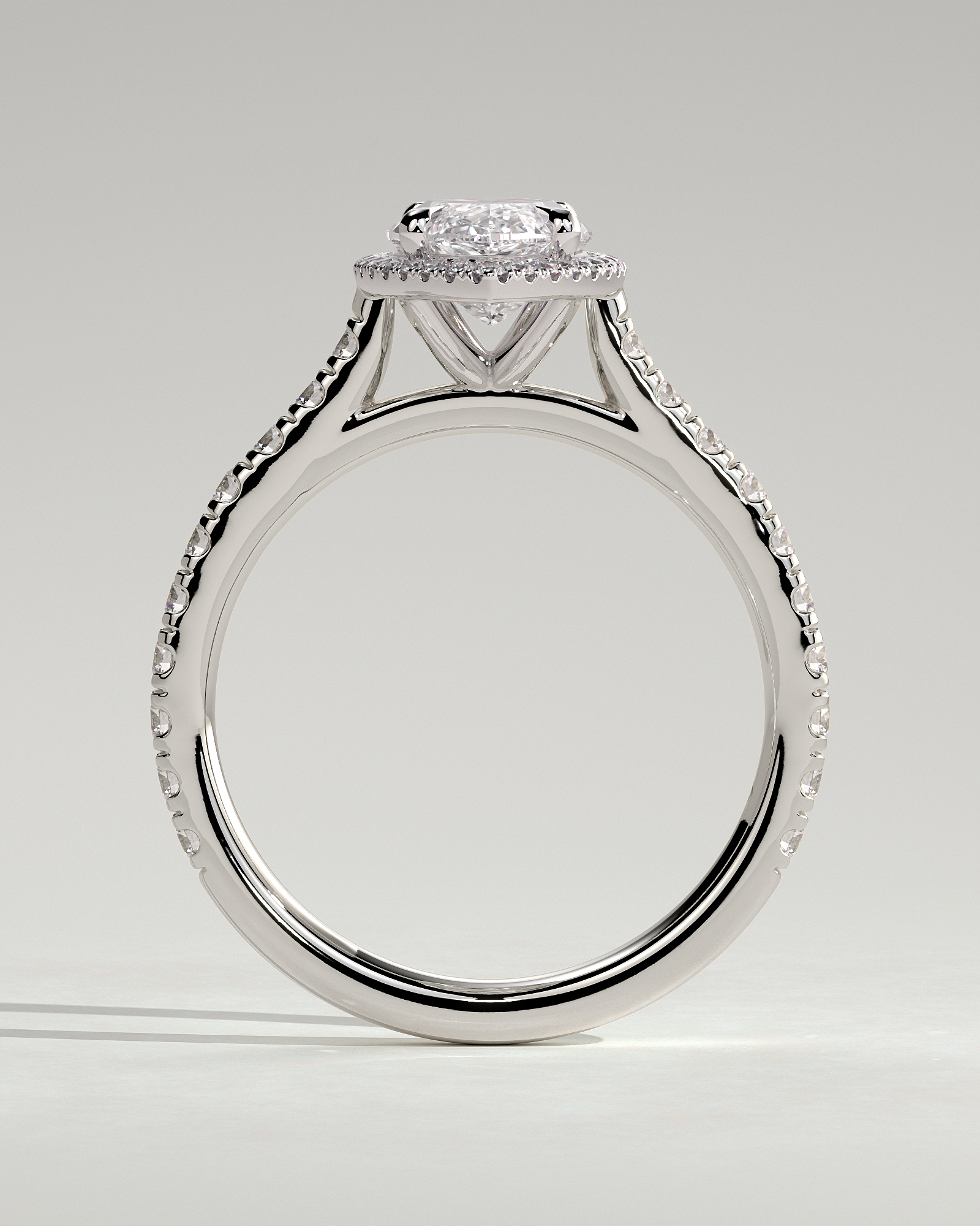 Stefania  Marquise Halo with Pave - 18k White Gold