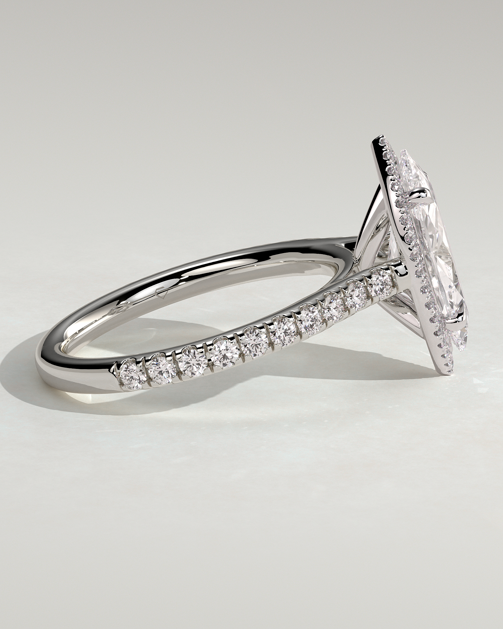 Stefania  Marquise Halo with Pave - 18k White Gold