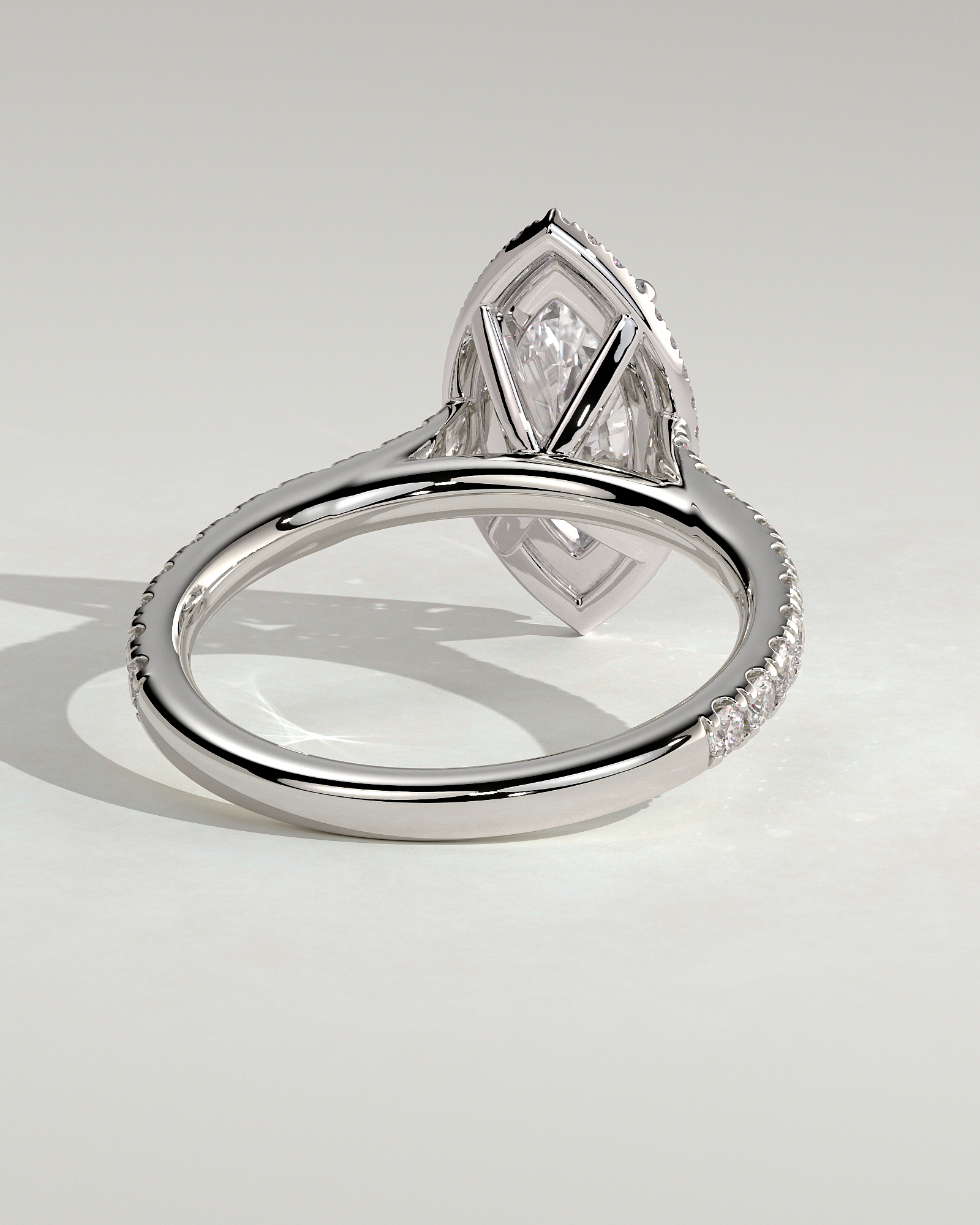 Stefania  Marquise Halo with Pave - 18k White Gold