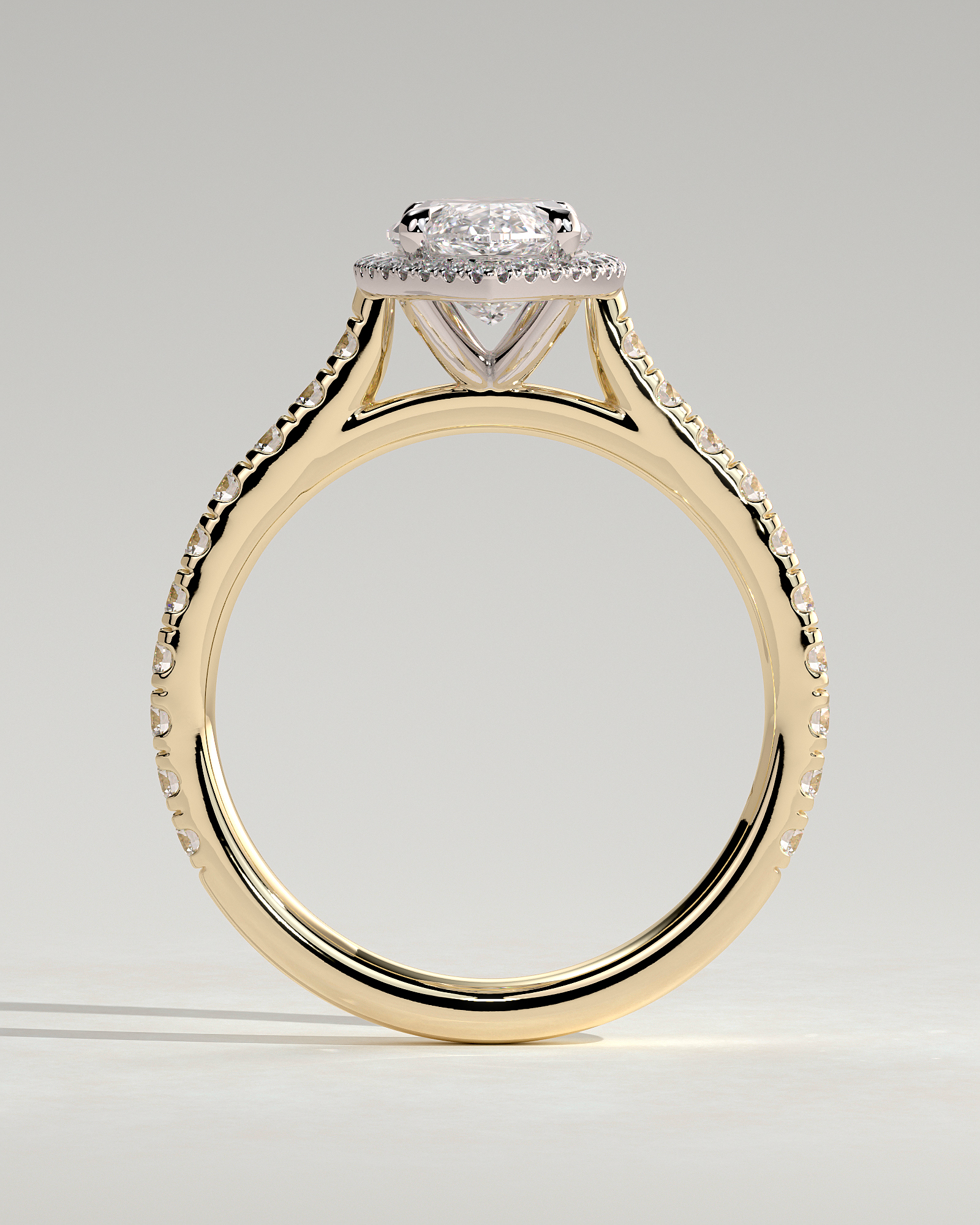 Stefania  Marquise Halo with Pave - 18k Yellow Gold / 18k White Gold