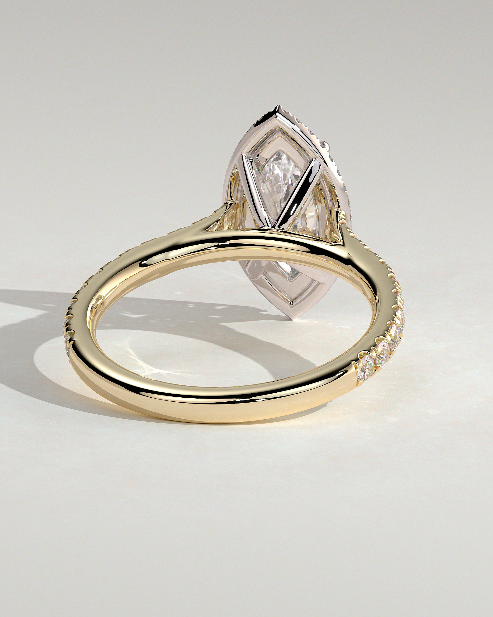 Stefania  Marquise Halo with Pave - 18k Yellow Gold / 18k White Gold