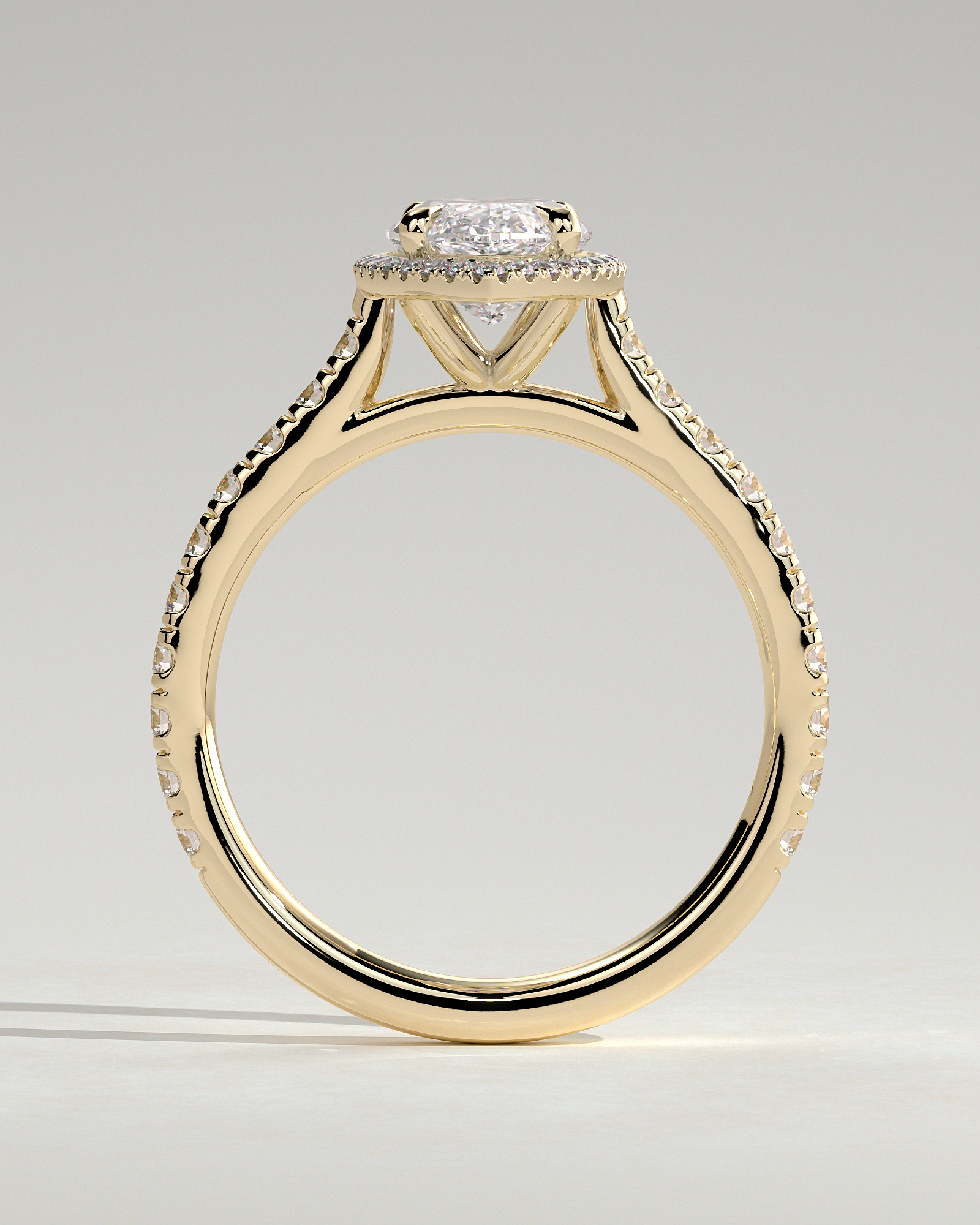 Stefania  Marquise Halo with Pave - 18k Yellow Gold