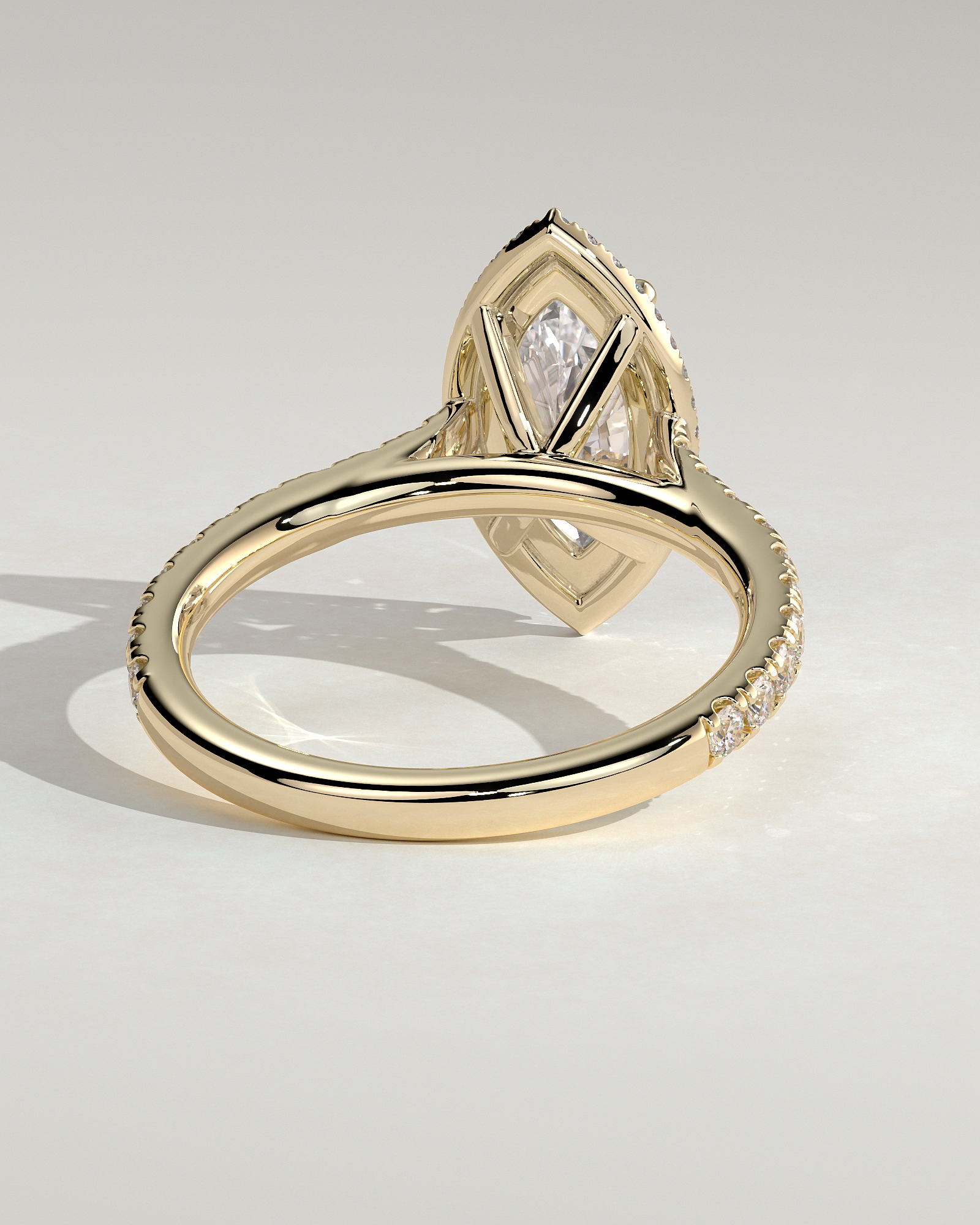 Stefania  Marquise Halo with Pave - 18k Yellow Gold