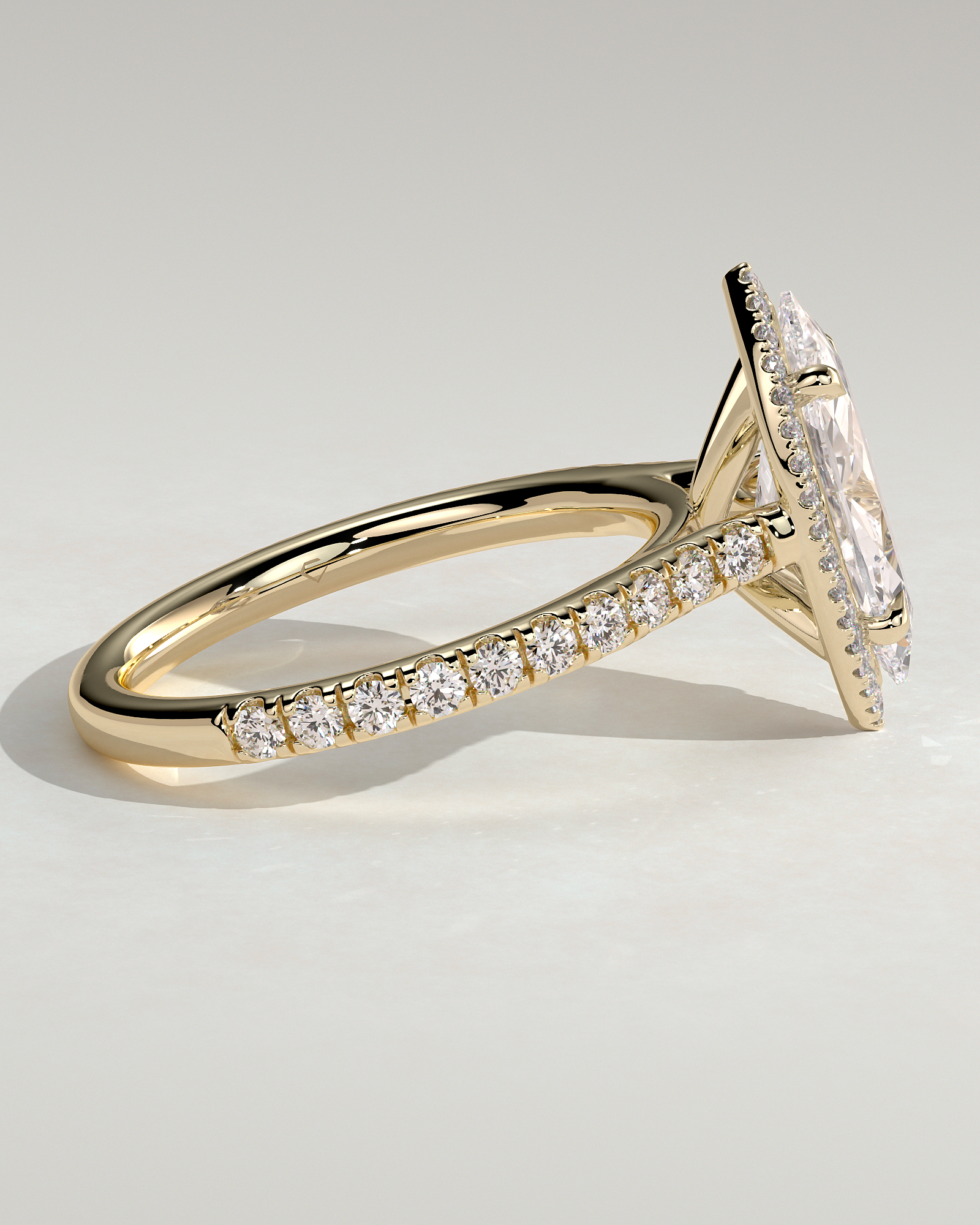 Stefania  Marquise Halo with Pave - 18k Yellow Gold