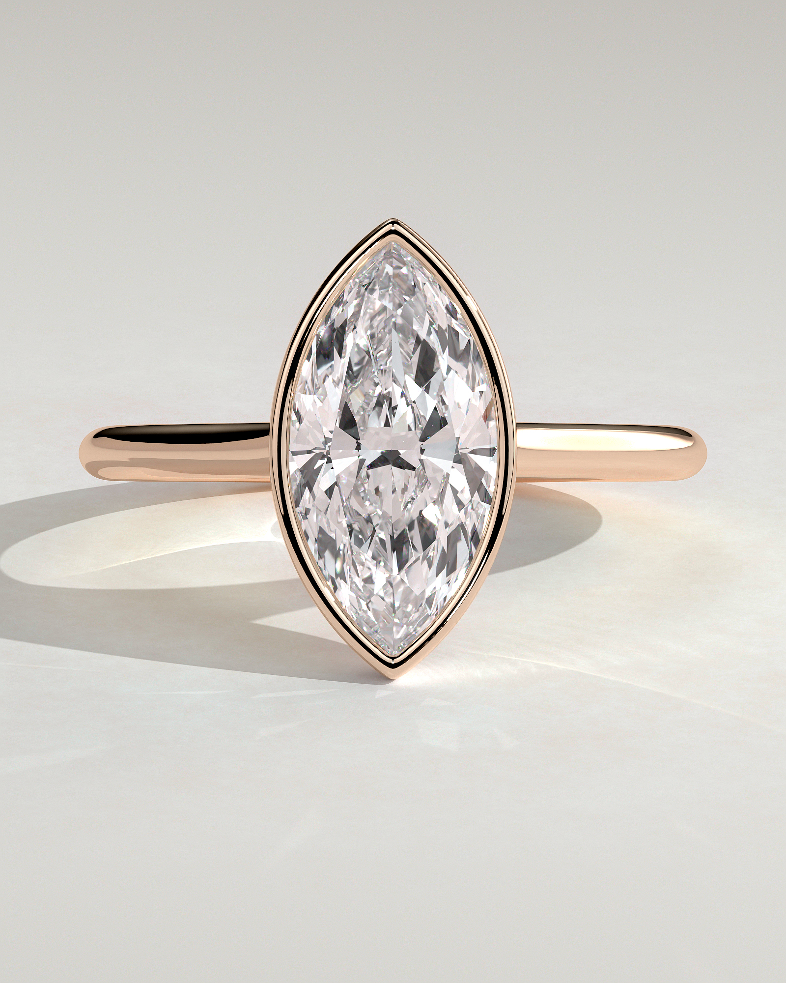 Stella - Marquise Solitaire with Cathedral Bezel Setting - 18k Rose Gold