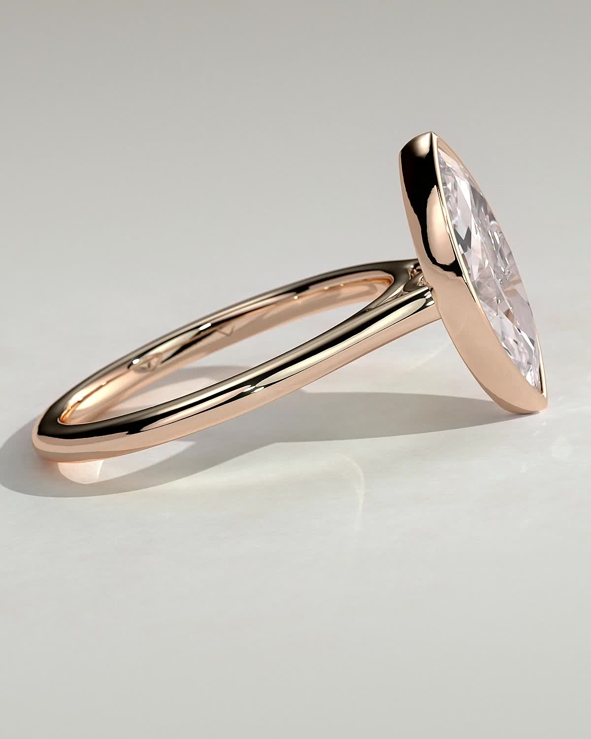 Stella - Marquise Solitaire with Cathedral Bezel Setting - 18k Rose Gold