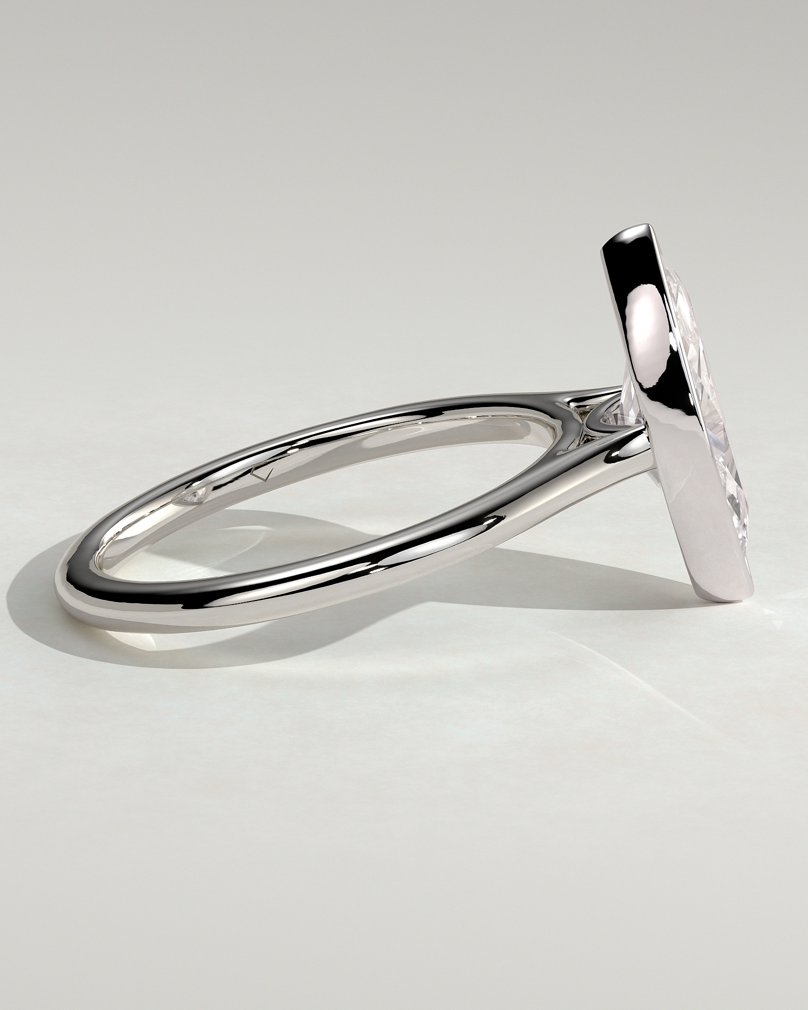 Stella - Marquise Solitaire with Cathedral Bezel Setting - 18k White Gold