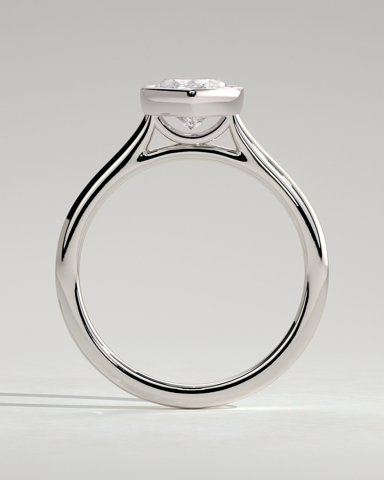 Stella - Marquise Solitaire with Cathedral Bezel Setting - 18k White Gold