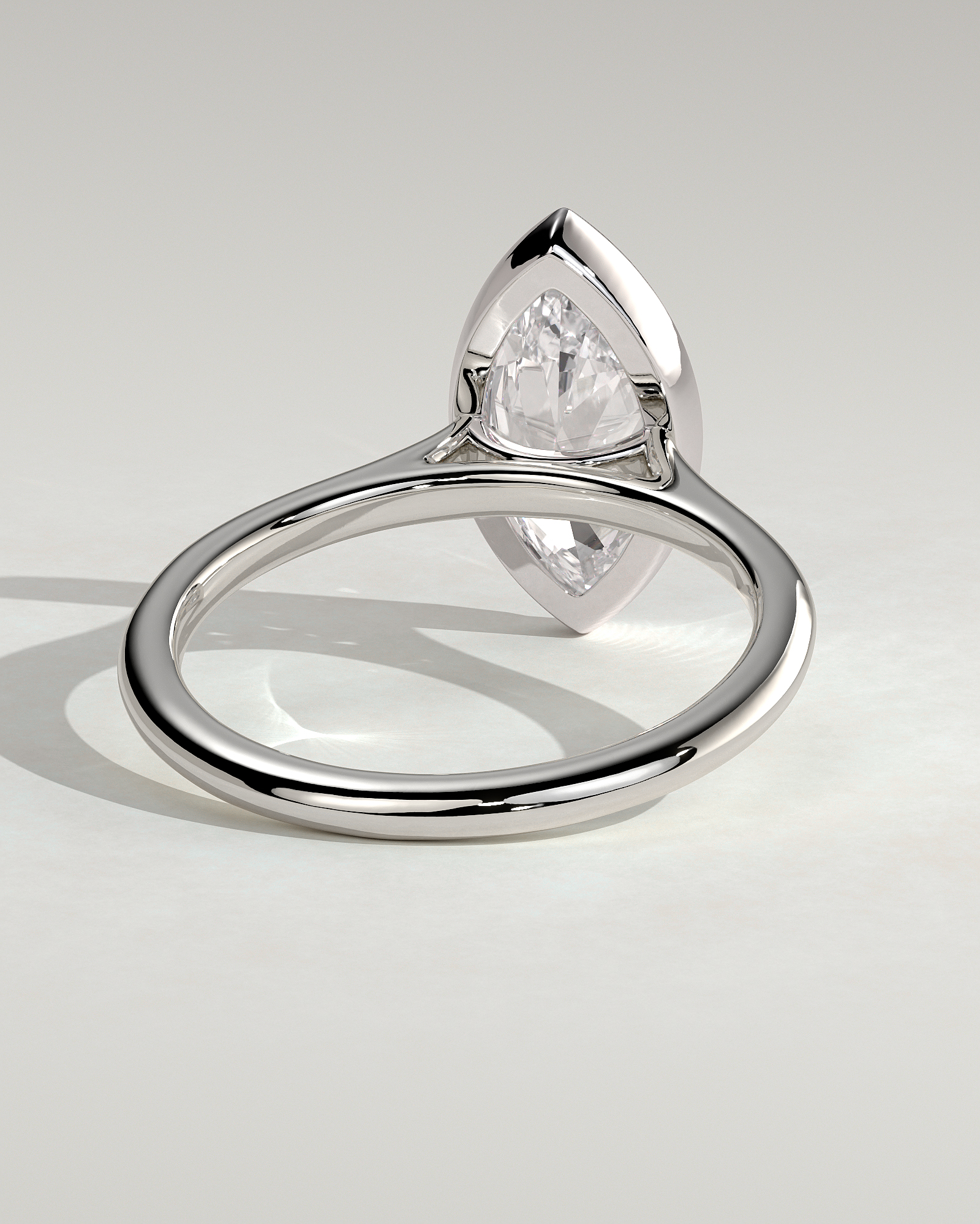 Stella - Marquise Solitaire with Cathedral Bezel Setting - 18k White Gold