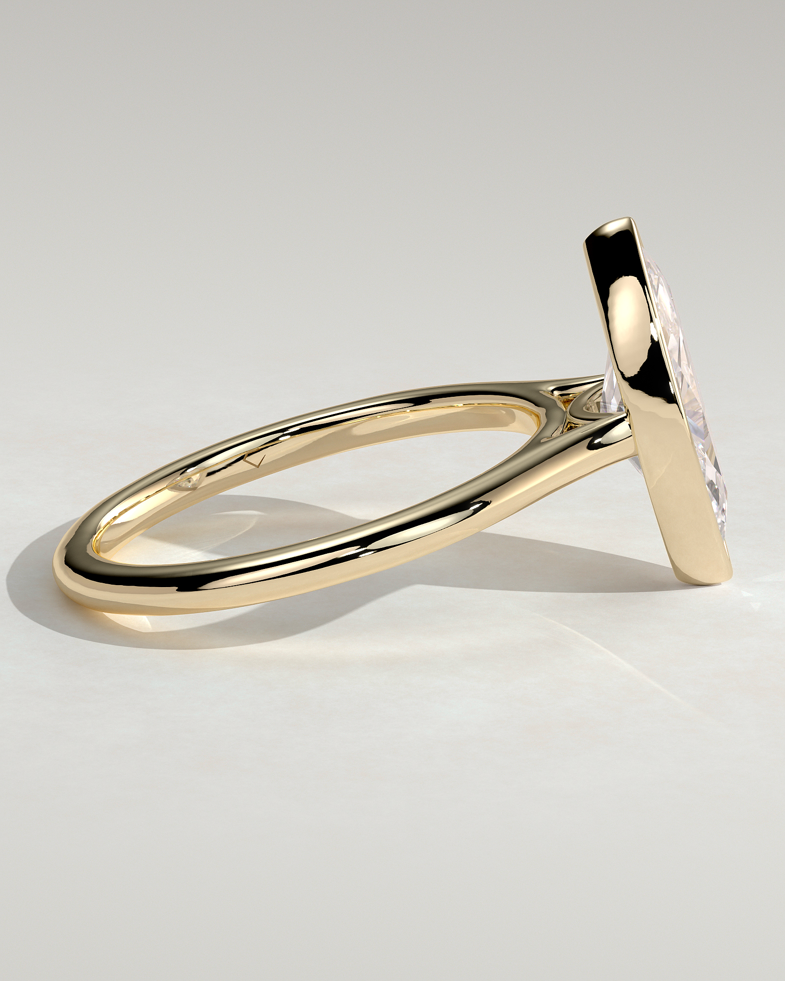 Stella - Marquise Solitaire with Cathedral Bezel Setting - 18k Yellow Gold