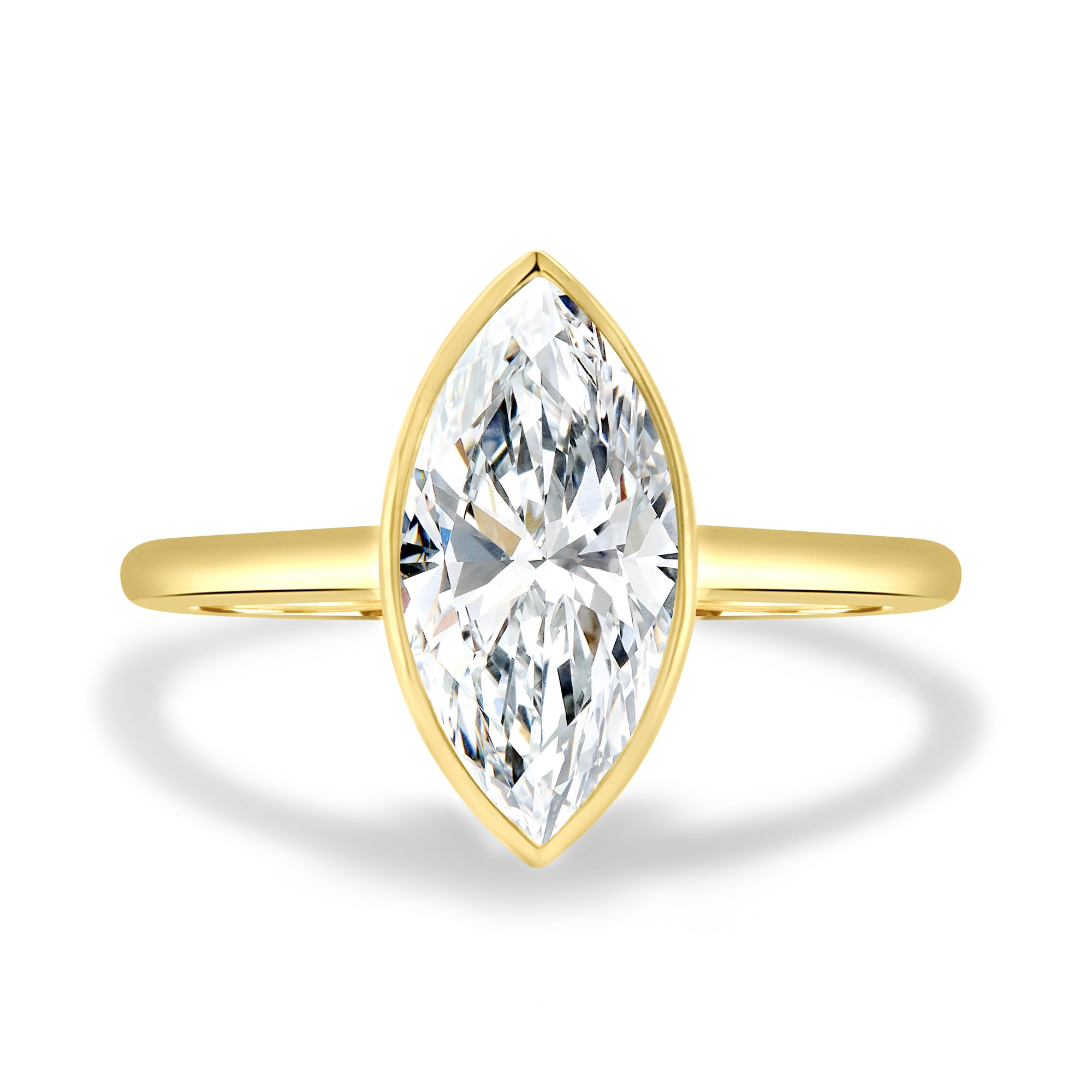 Stella - Marquise Solitaire with Cathedral Bezel Setting - 18k Yellow Gold