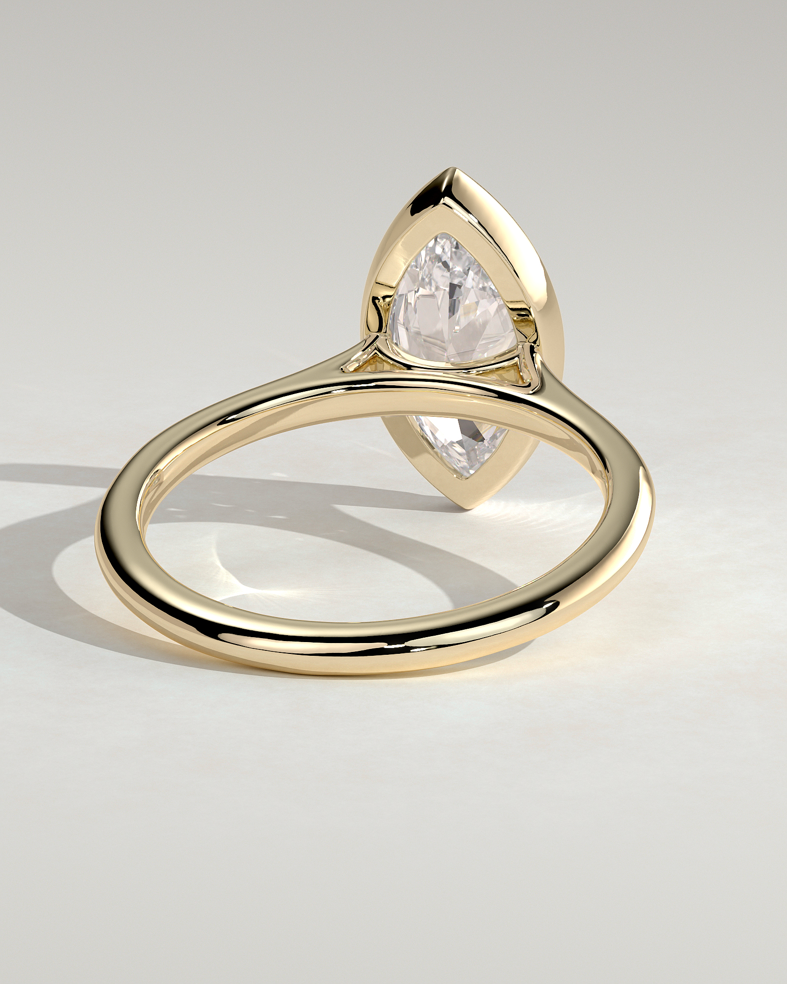 Stella - Marquise Solitaire with Cathedral Bezel Setting - 18k Yellow Gold