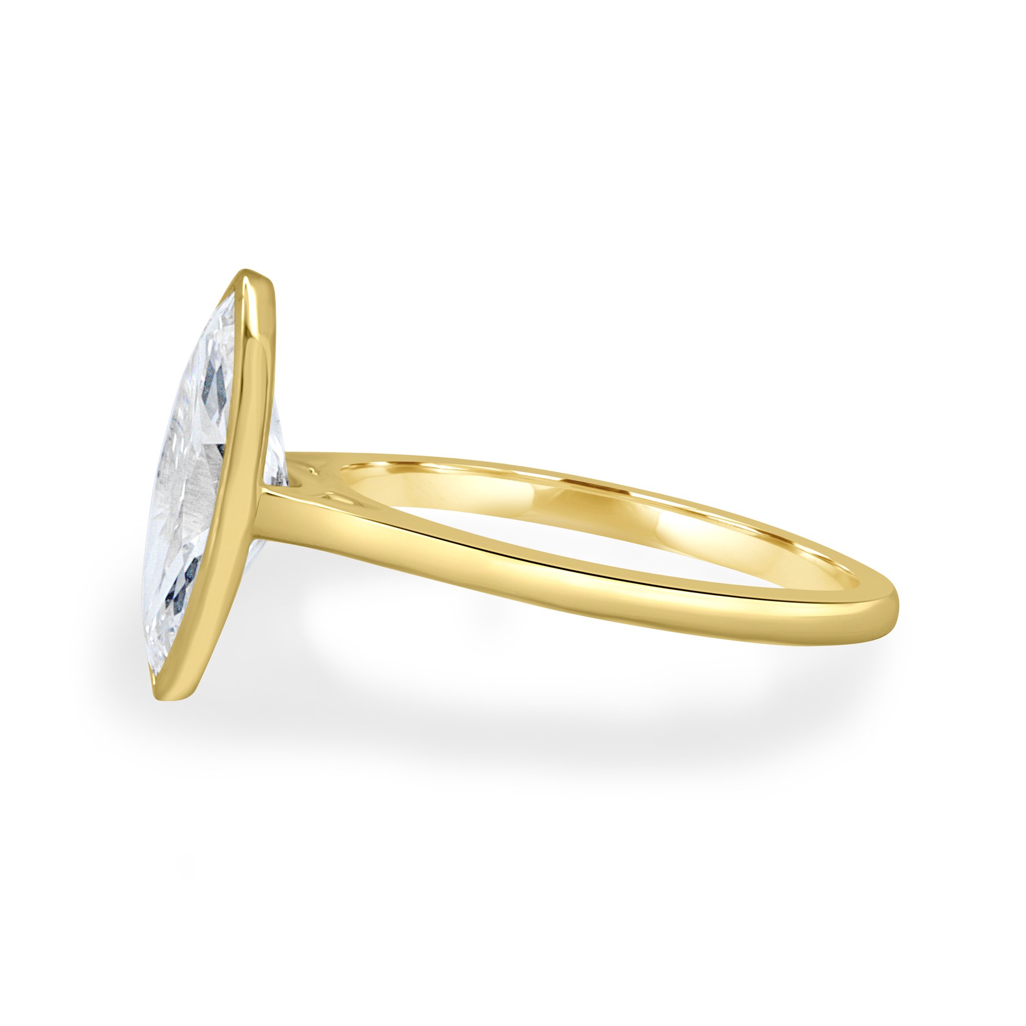 Stella - Marquise Solitaire with Cathedral Bezel Setting - 18k Yellow Gold