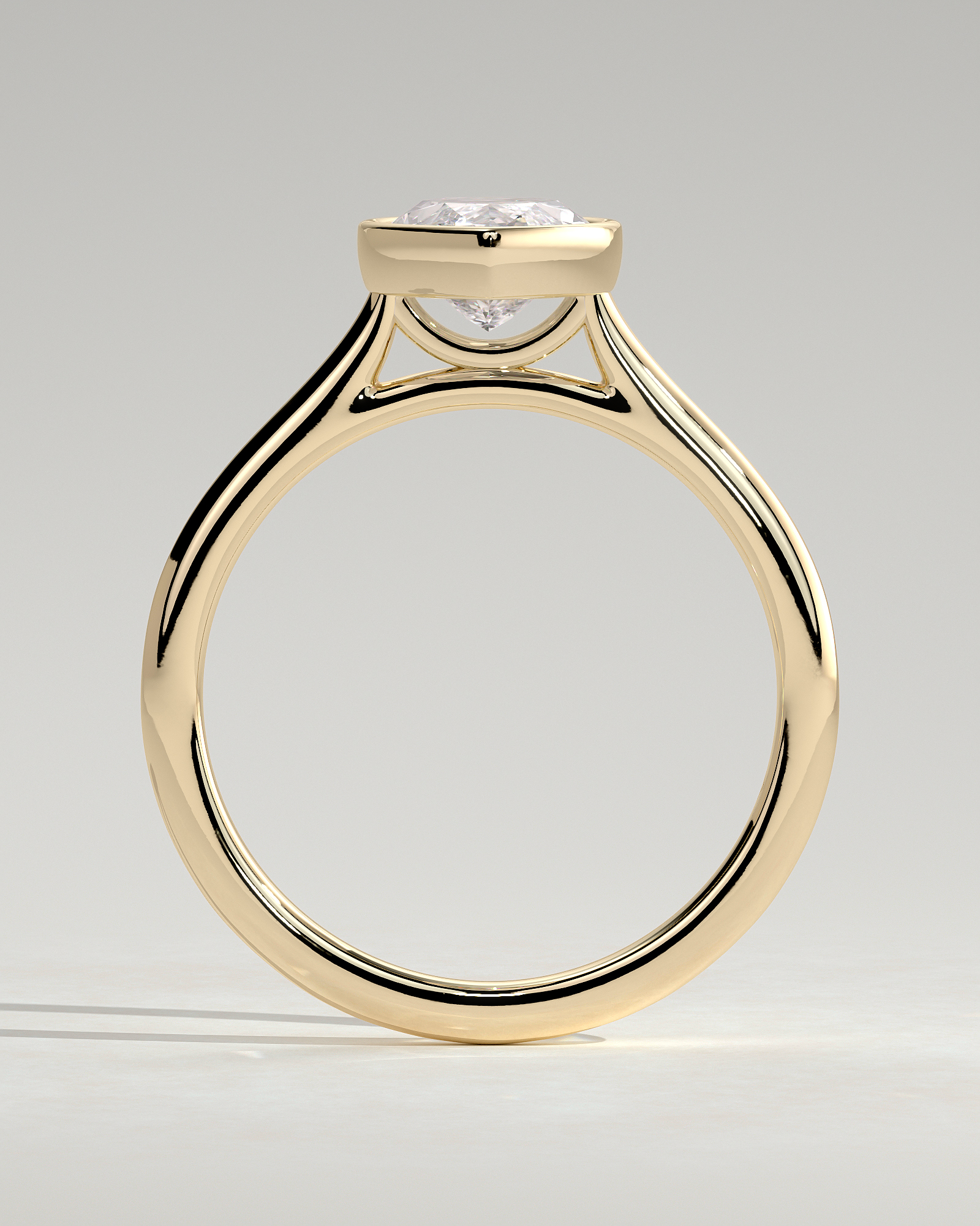 Stella - Marquise Solitaire with Cathedral Bezel Setting - 18k Yellow Gold