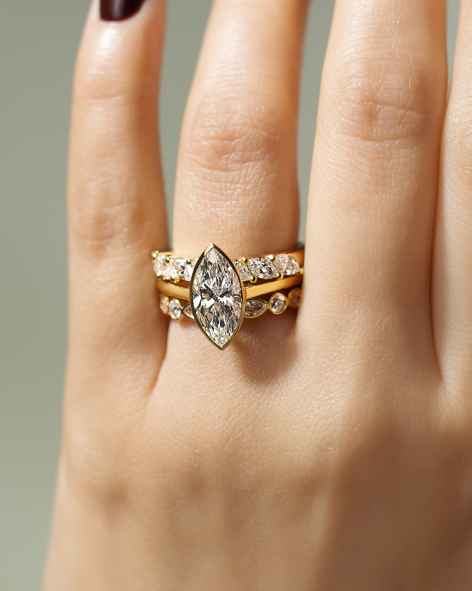 Stella - Marquise Solitaire with Cathedral Bezel Setting Lifestyle Image