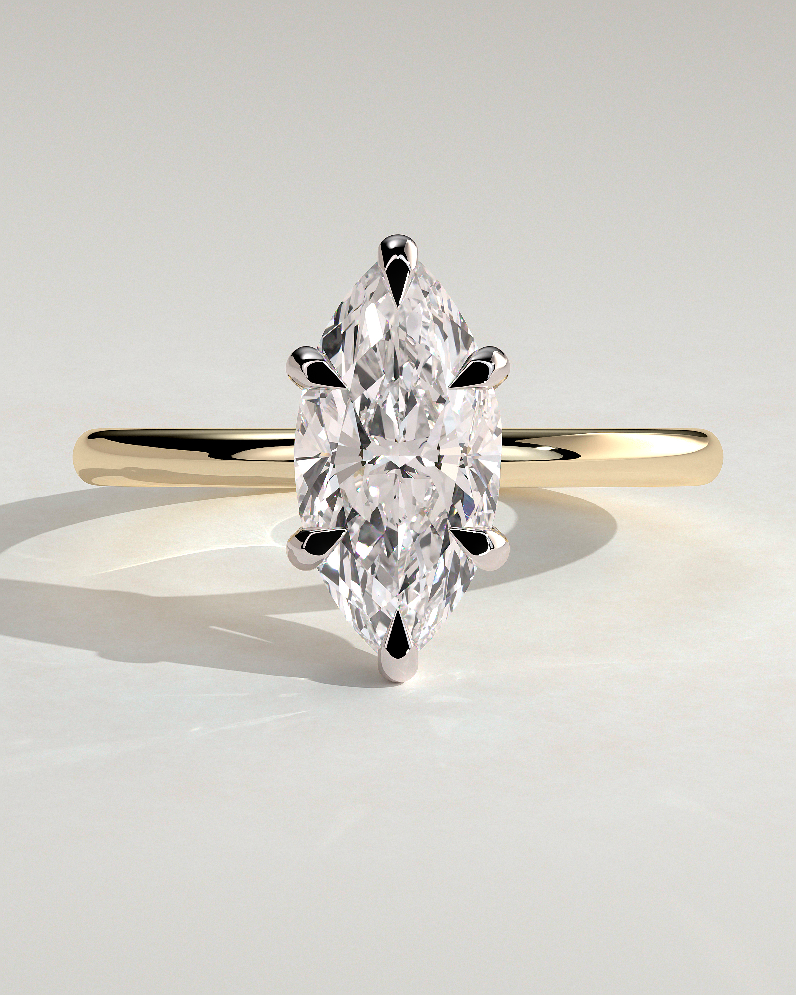 Stephanie - Marquise Solitaire - 18k Yellow Gold / 18k White Gold