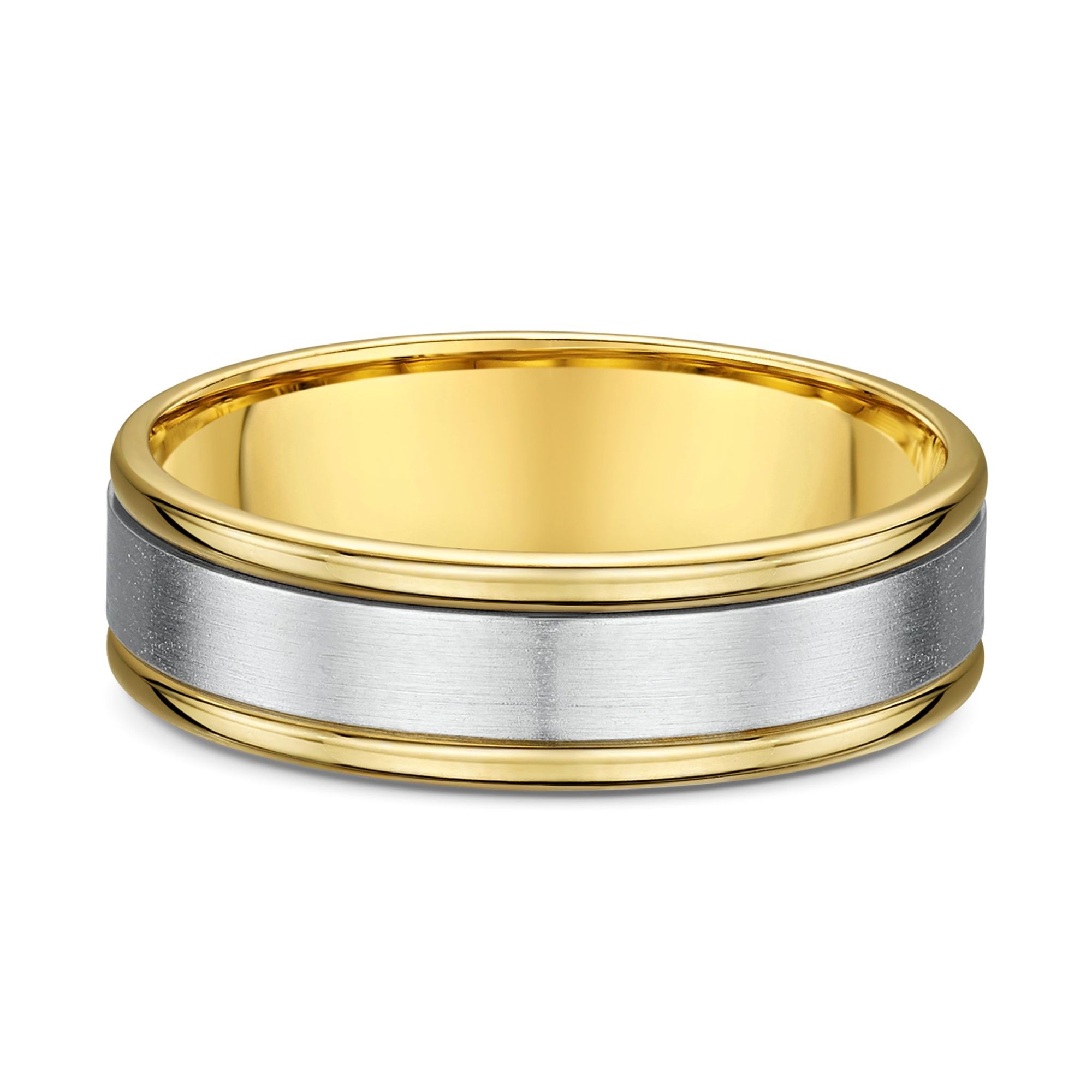 Stephen Mens Wedding Ring - 9k Yellow Gold / 9k White Gold