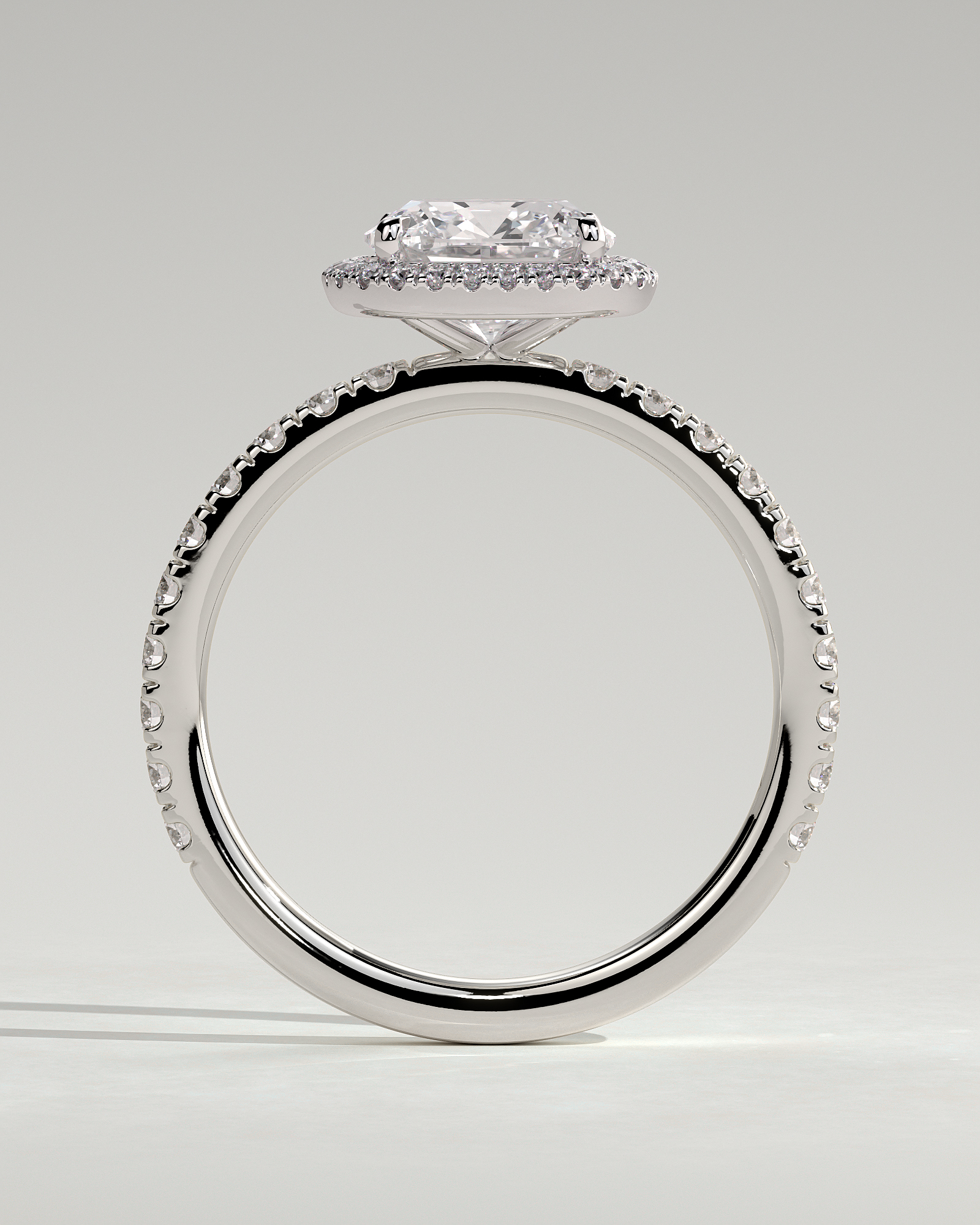 Suzana  Cushion Halo with Pave - 18k White Gold