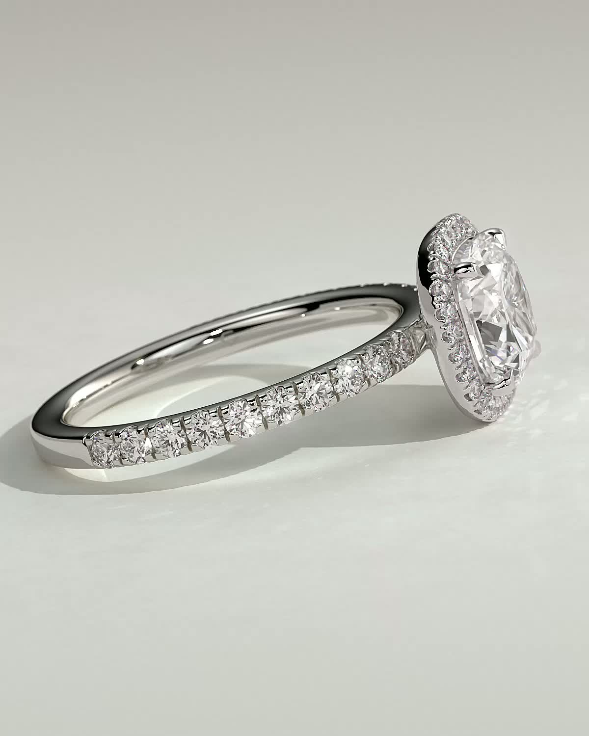Suzana  Cushion Halo with Pave - 18k White Gold