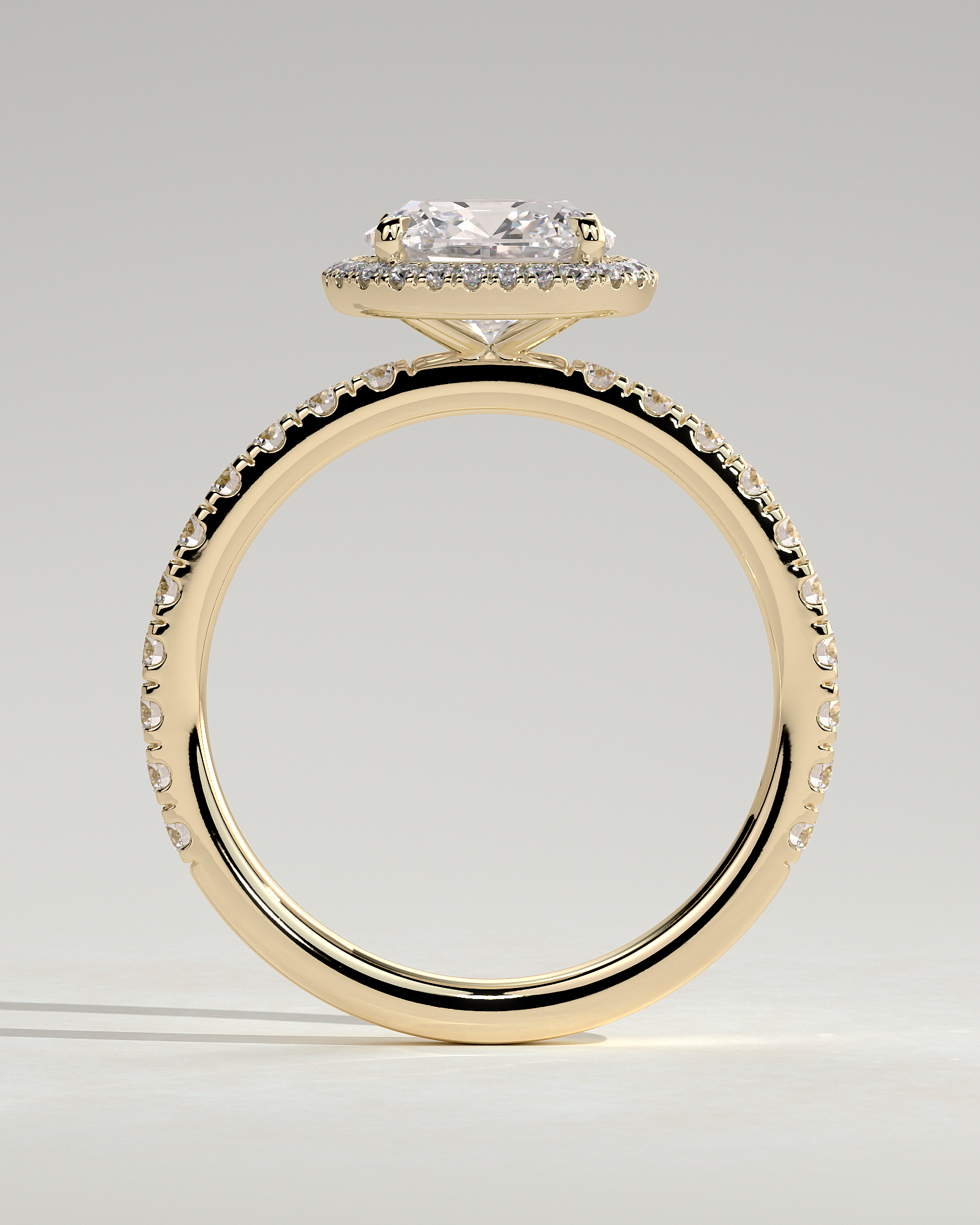 Suzana  Cushion Halo with Pave - 18k Yellow Gold