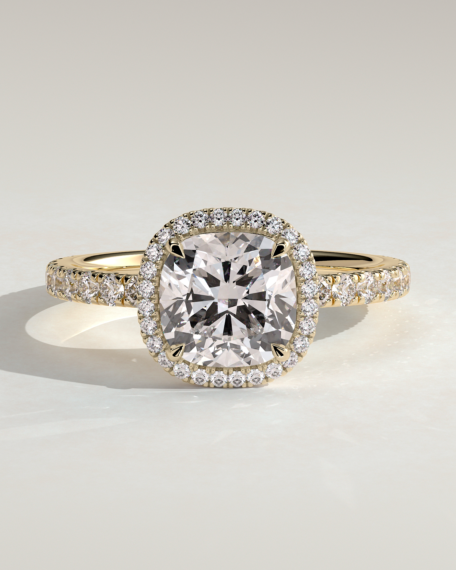 Suzana  Cushion Halo with Pave - 18k Yellow Gold