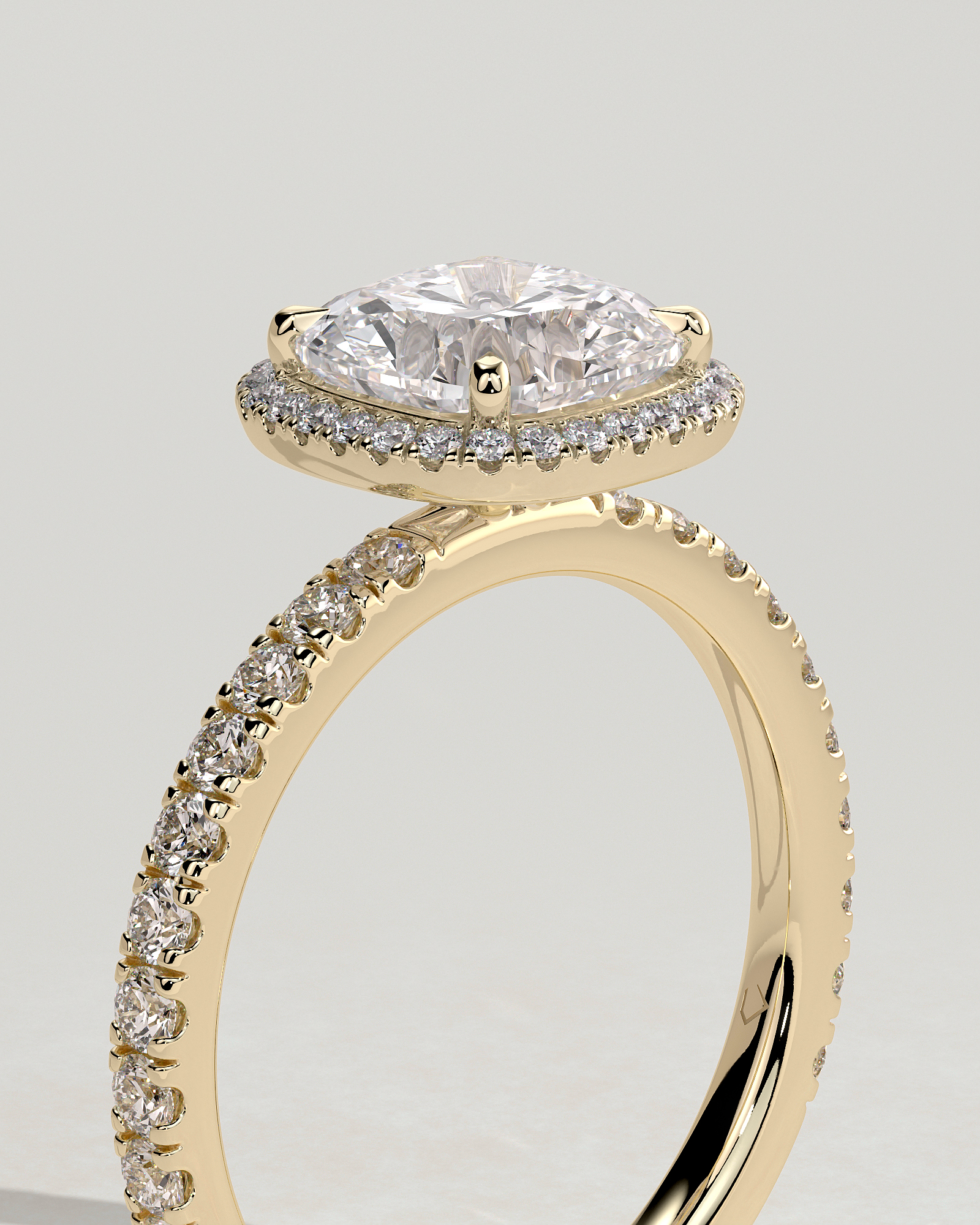Suzana  Cushion Halo with Pave - 18k Yellow Gold