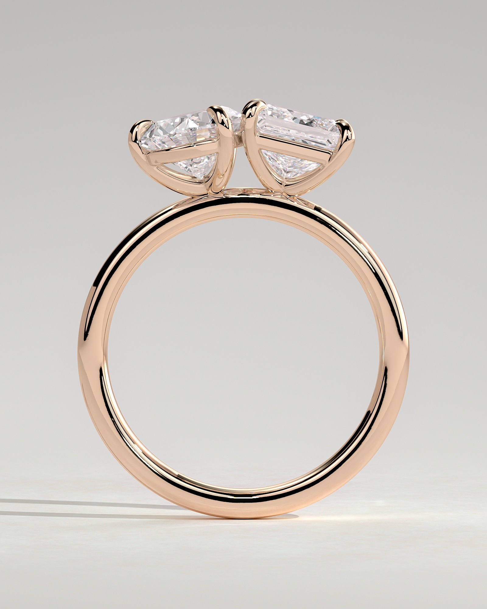 Svea - Pear and Princess Toi et Moi - 18k Rose Gold