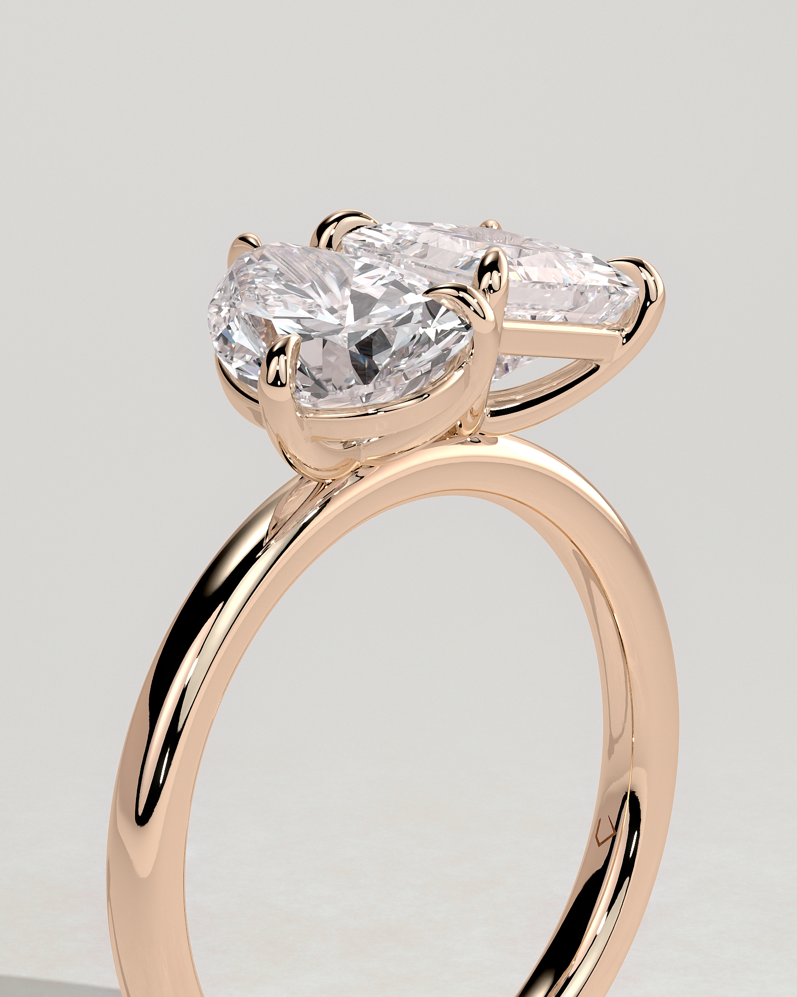Svea - Pear and Princess Toi et Moi - 18k Rose Gold
