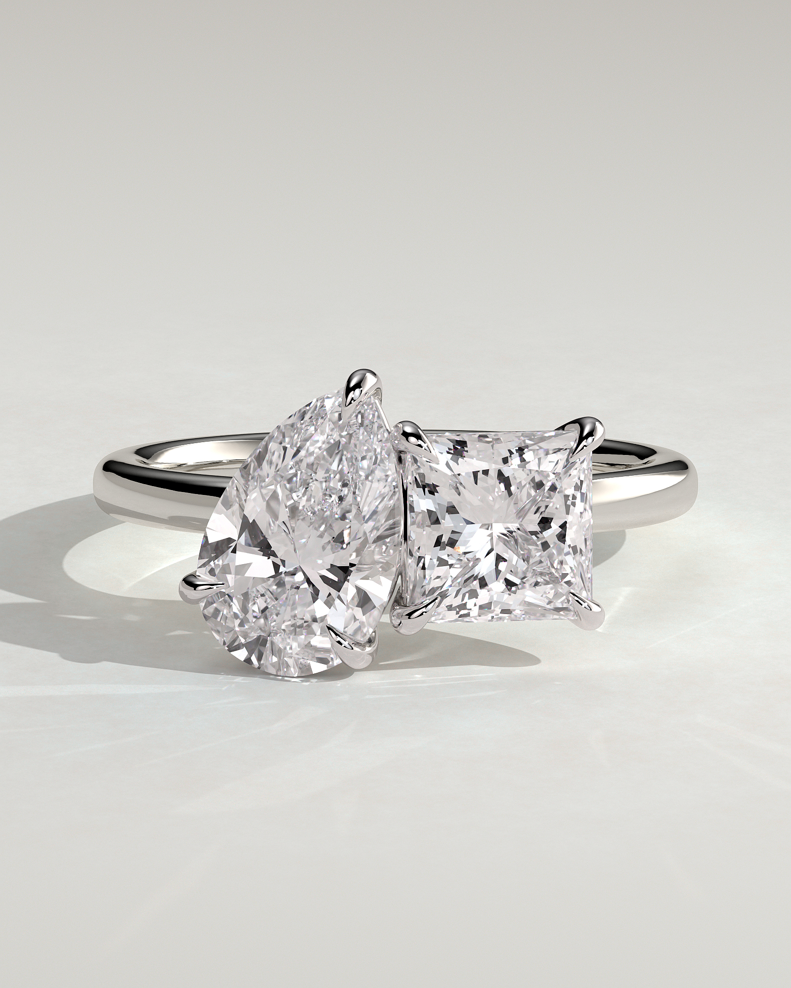 Svea - Pear and Princess Toi et Moi - 18k White Gold