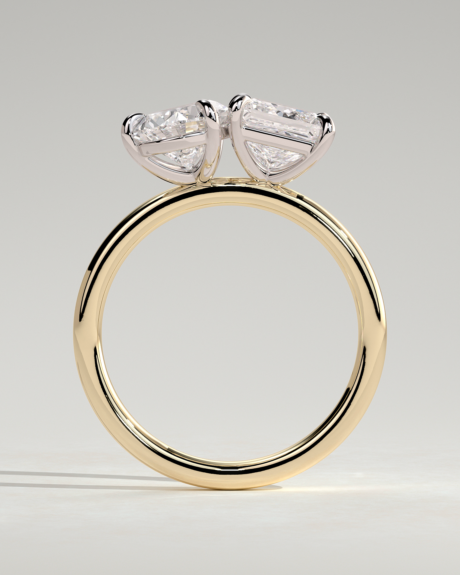 Svea - Pear and Princess Toi et Moi - 18k Yellow Gold / 18k White Gold