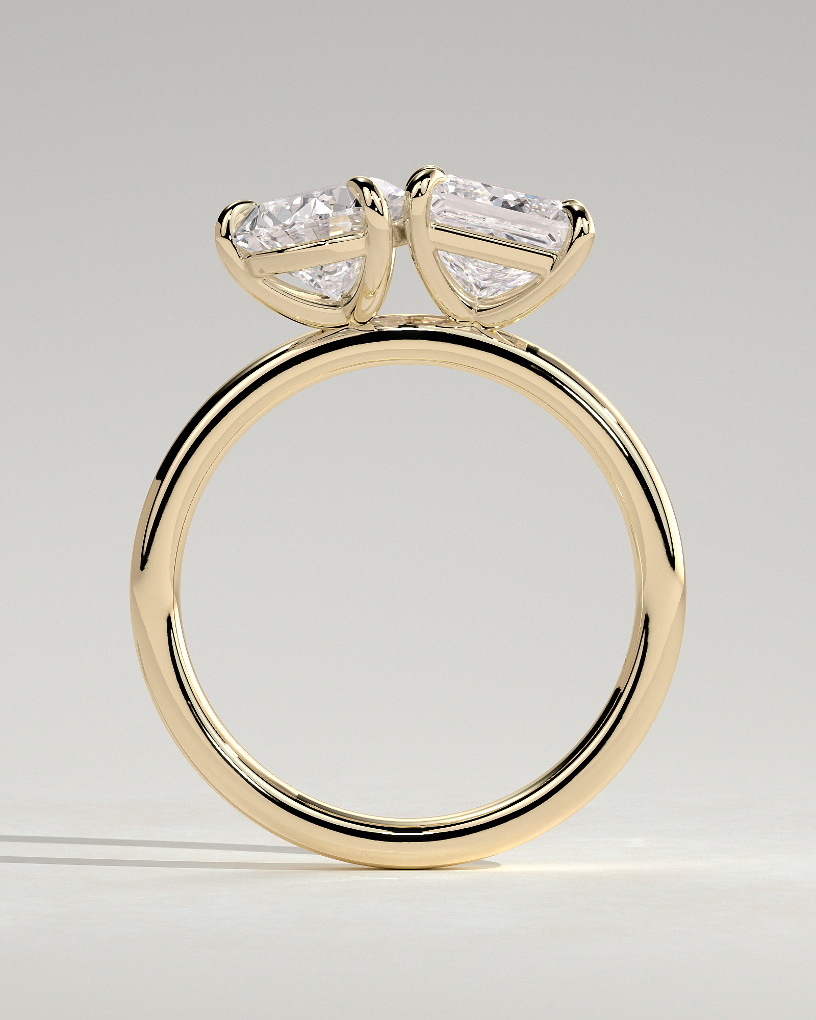 Svea - Pear and Princess Toi et Moi - 18k Yellow Gold
