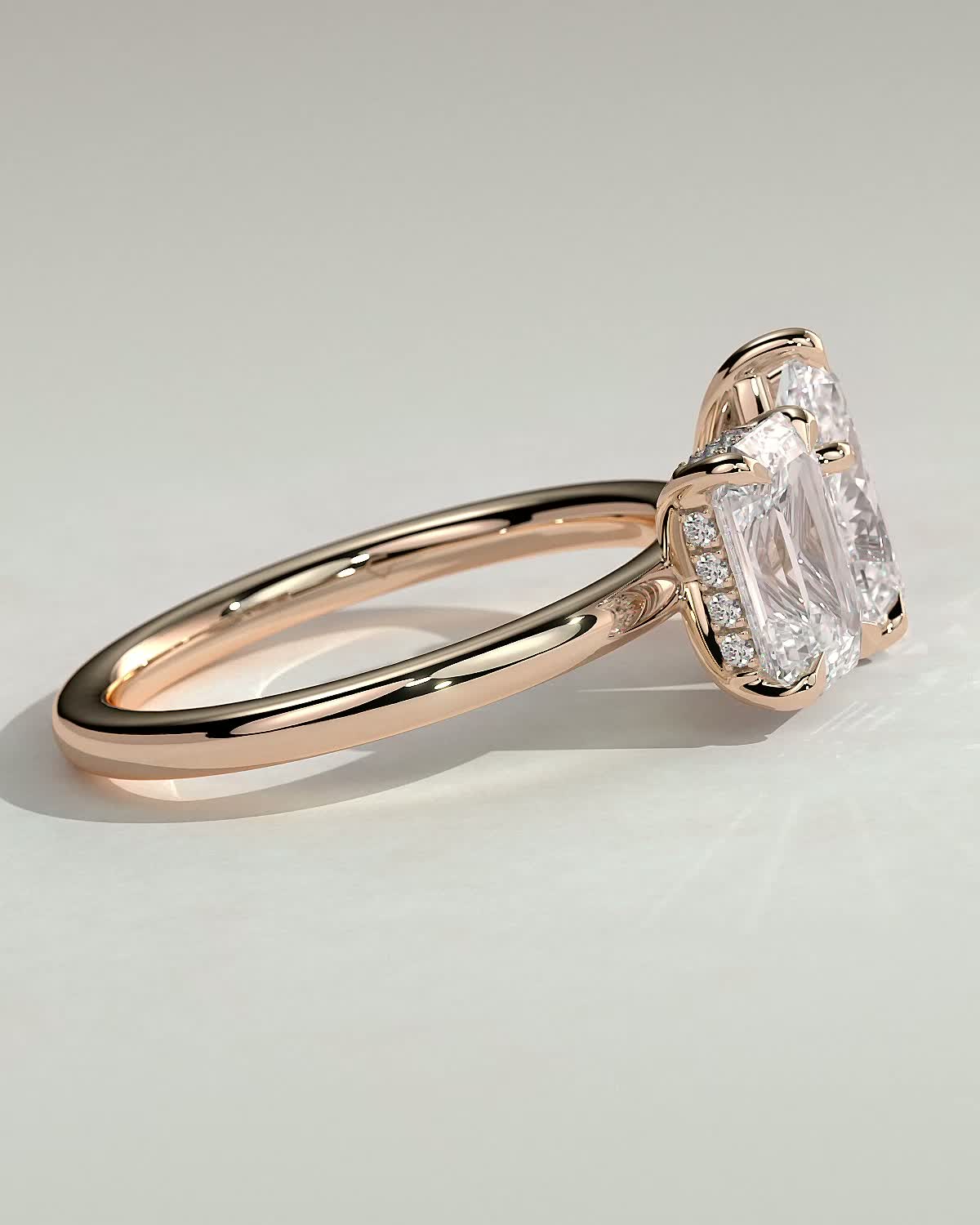 Tahlia - Pear and Emerald Toi Et Moi with Hidden Halo - 18k Rose Gold