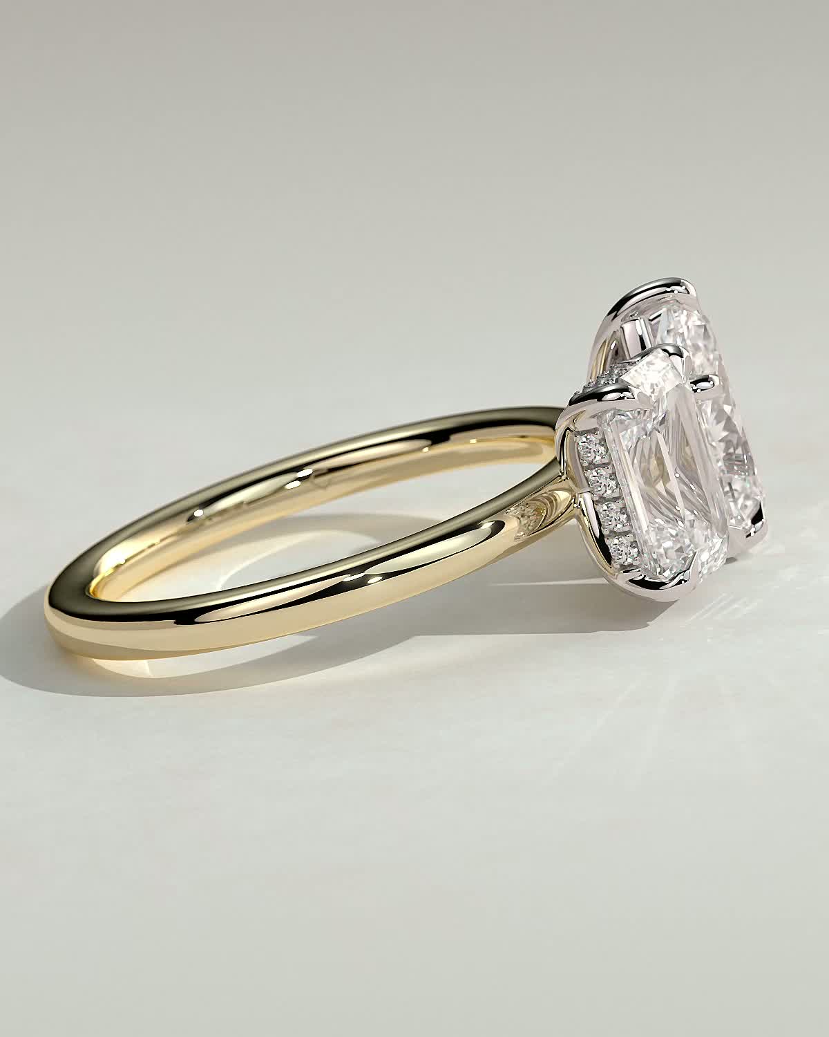 Tahlia - Pear and Emerald Toi Et Moi with Hidden Halo - 18k Yellow Gold / 18k White Gold