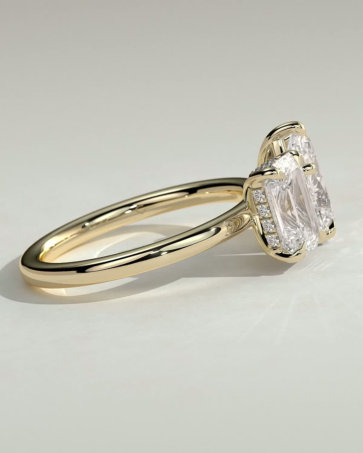 Tahlia - Pear and Emerald Toi Et Moi with Hidden Halo - 18k Yellow Gold