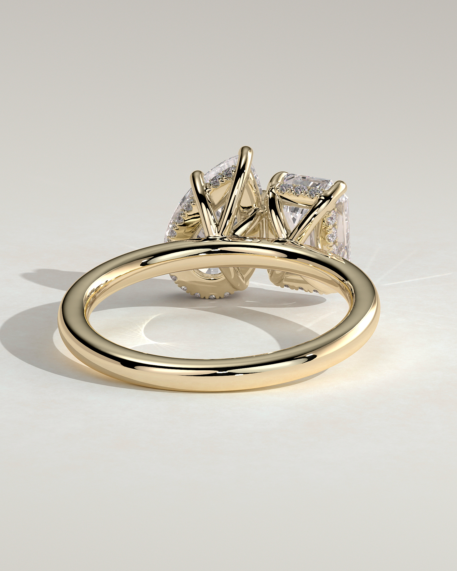 Tahlia - Pear and Emerald Toi Et Moi with Hidden Halo - 18k Yellow Gold