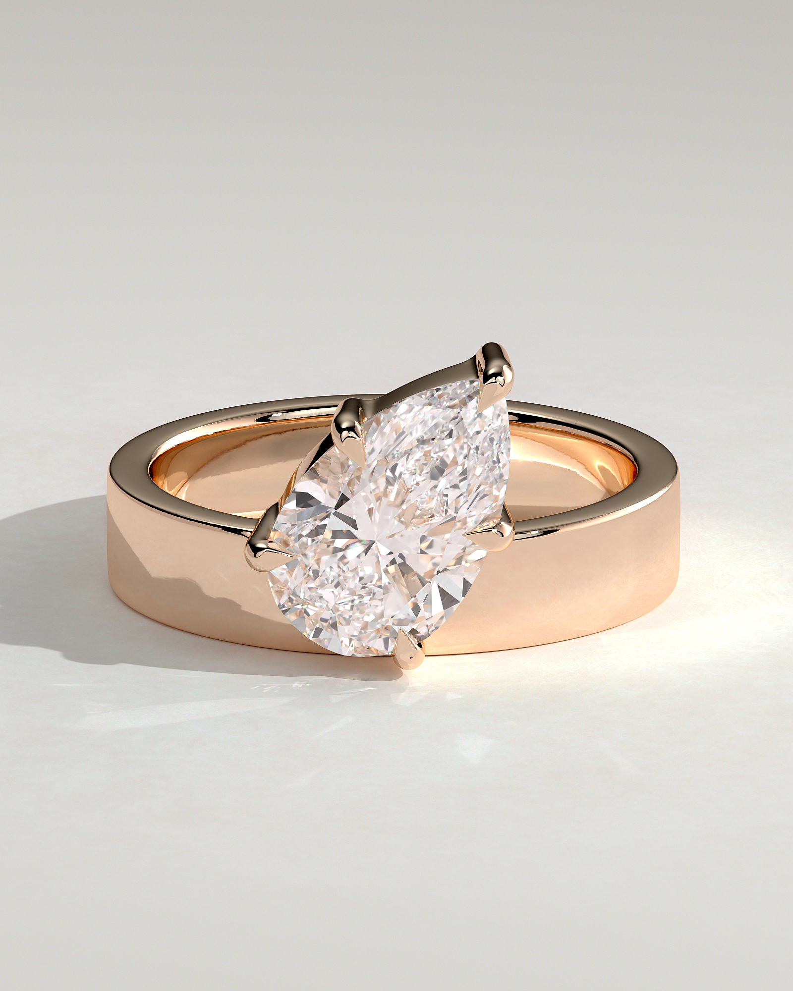 Tatiana - North East Pear Solitaire - 18k Rose Gold