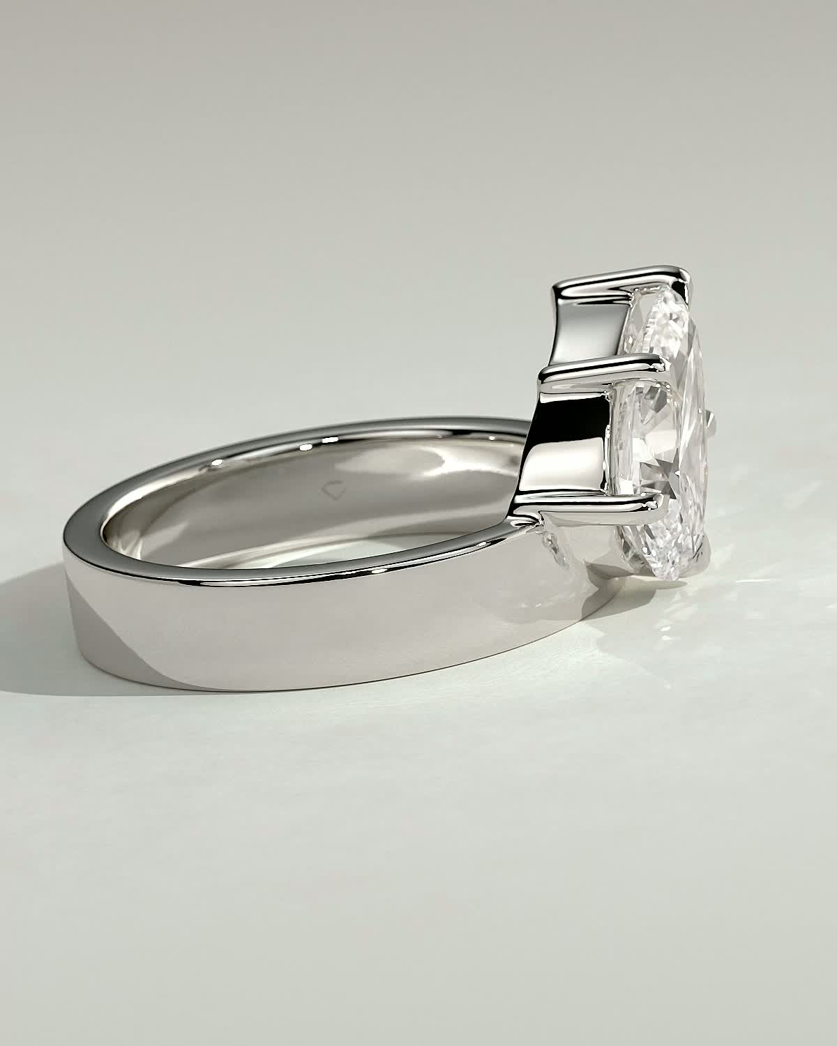 Tatiana - North East Pear Solitaire - 18k White Gold