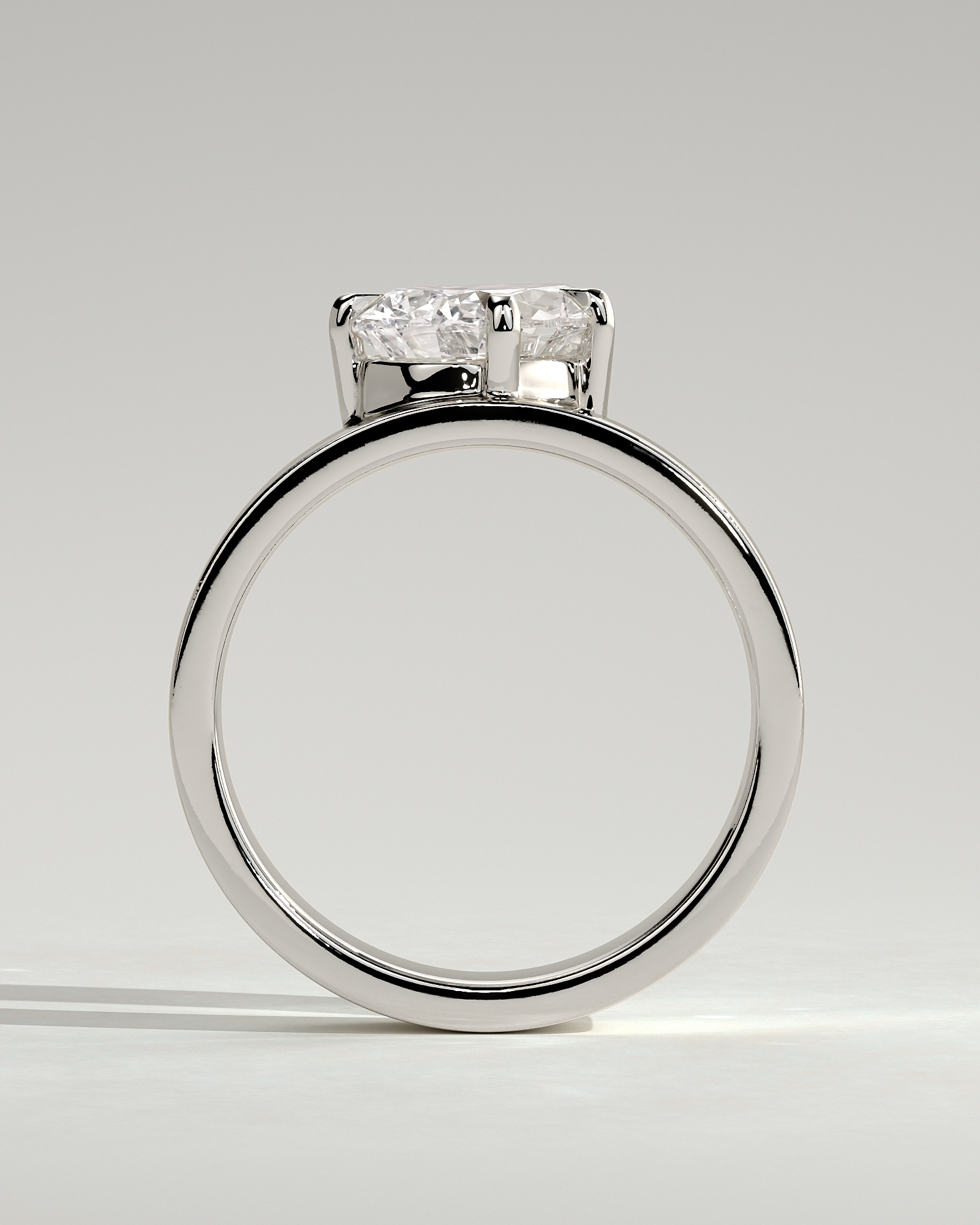 Tatiana - North East Pear Solitaire - 18k White Gold