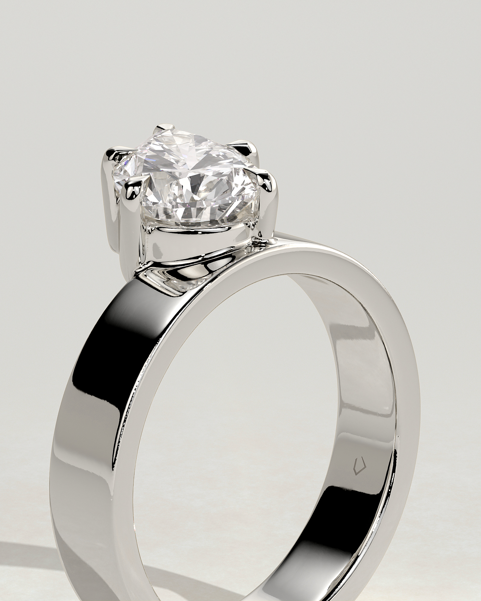 Tatiana - North East Pear Solitaire - 18k White Gold