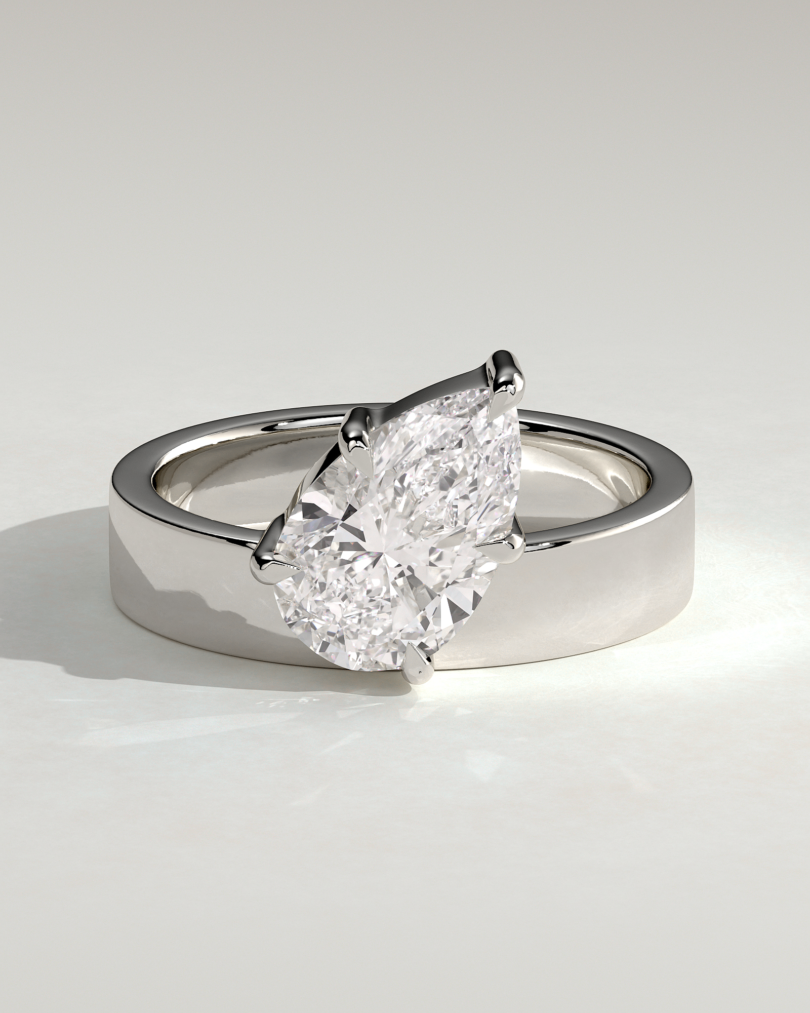 Tatiana - North East Pear Solitaire - 18k White Gold