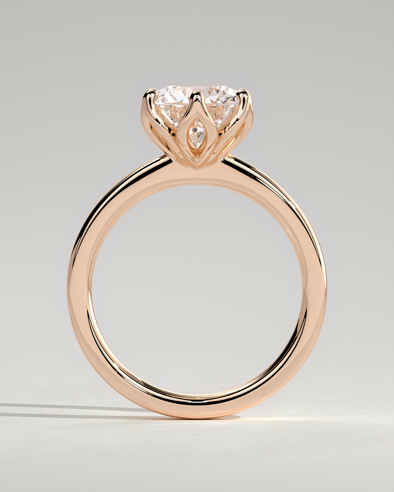 Tessa  Round Solitaire with Tulip Setting - 18k Rose Gold