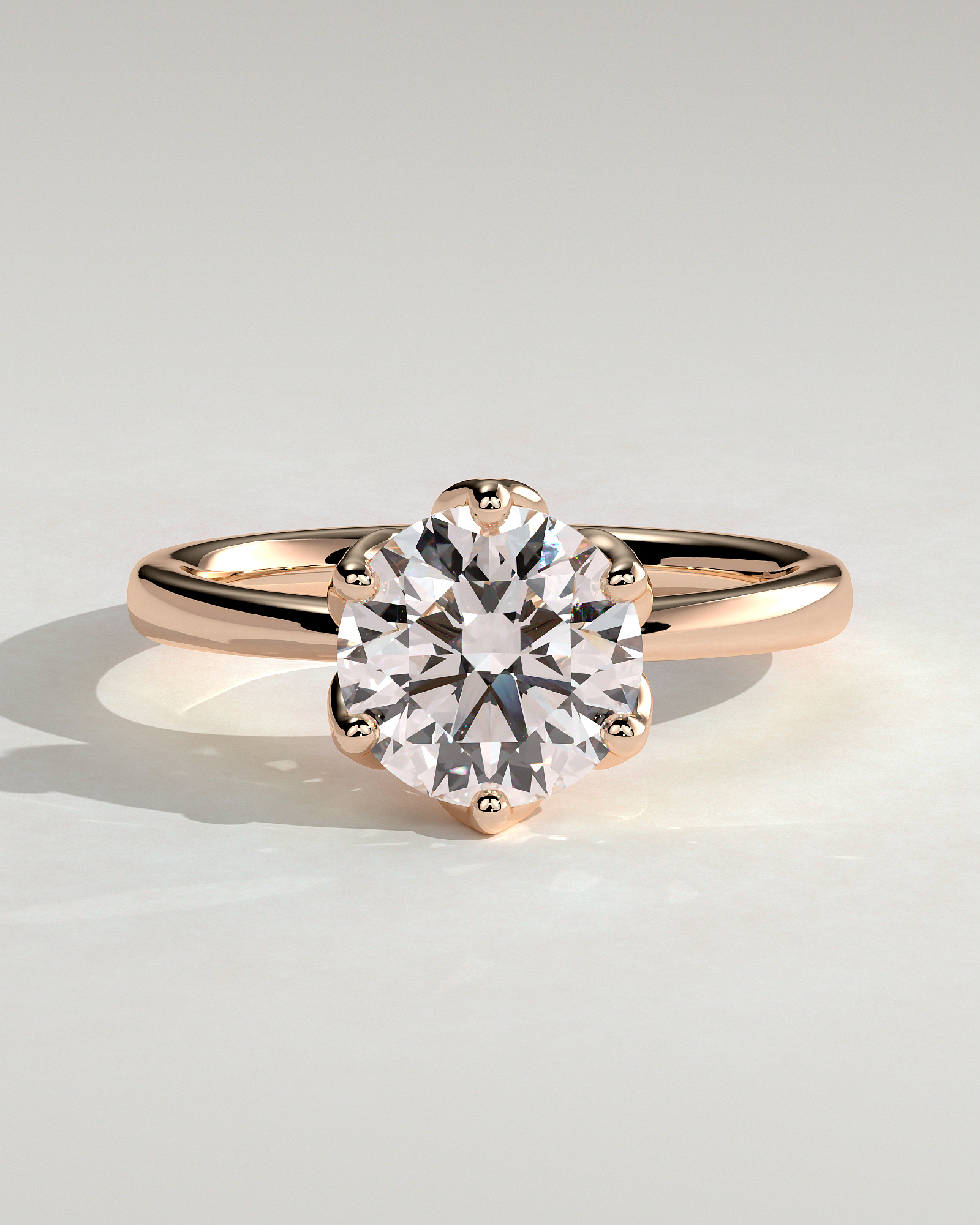 Tessa  Round Solitaire with Tulip Setting - 18k Rose Gold