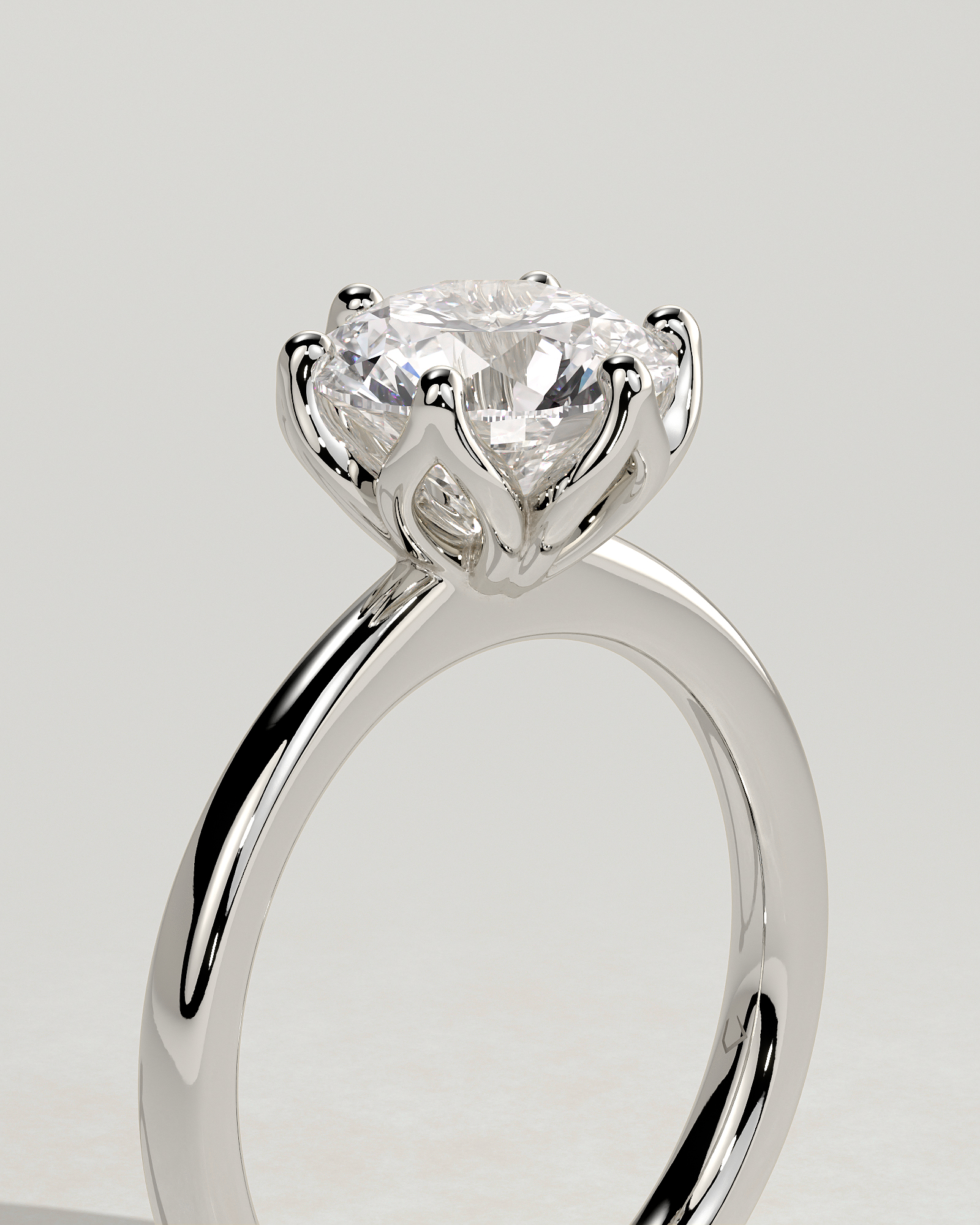 Tessa  Round Solitaire with Tulip Setting - 18k White Gold