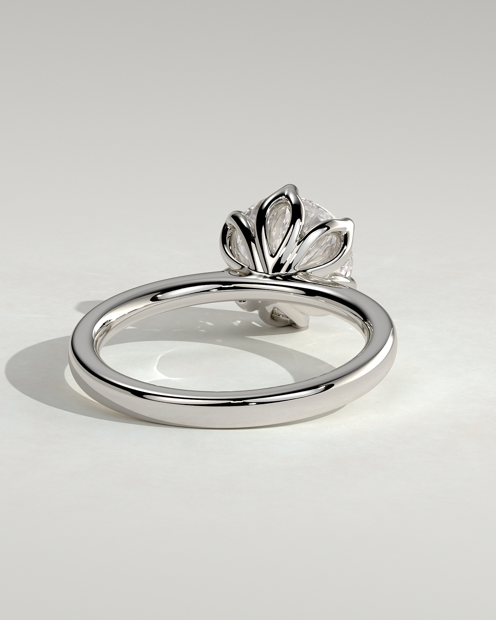 Tessa  Round Solitaire with Tulip Setting - 18k White Gold