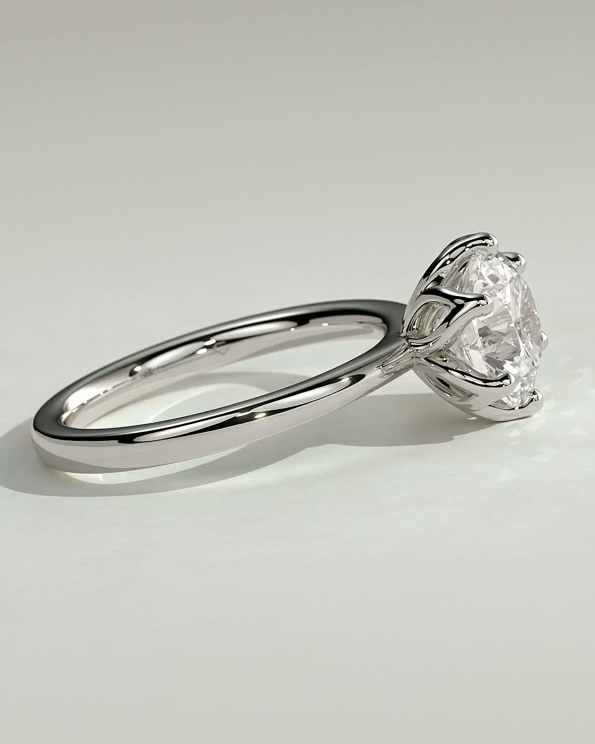 Tessa  Round Solitaire with Tulip Setting - 18k White Gold