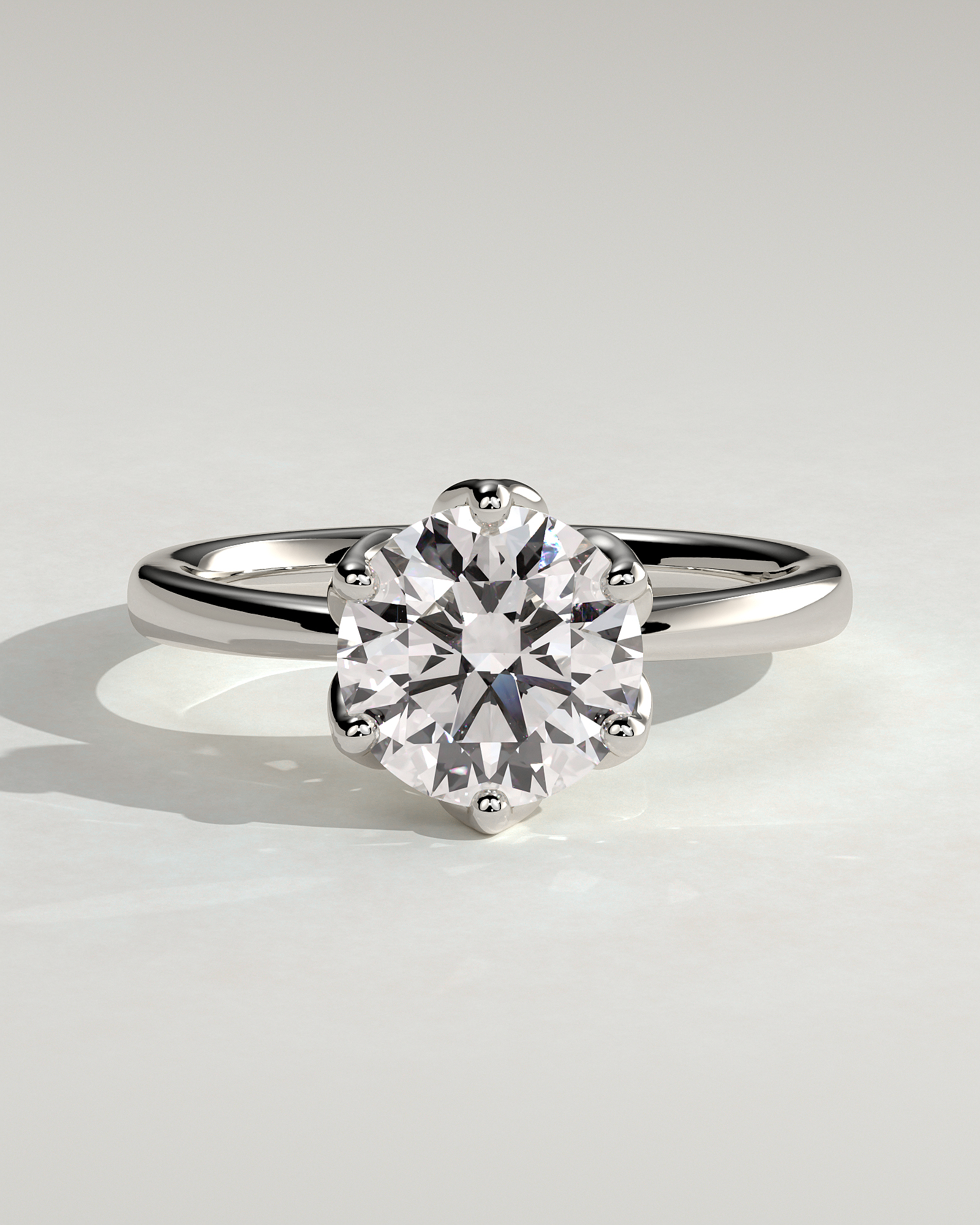 Tessa  Round Solitaire with Tulip Setting - 18k White Gold