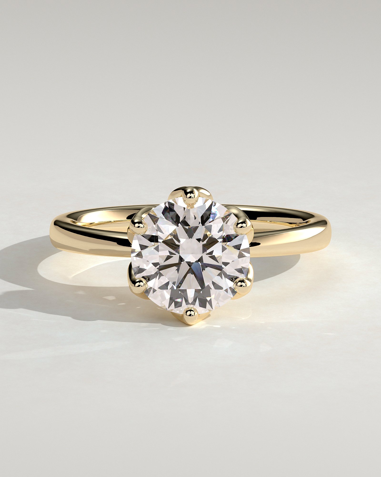 Tessa  Round Solitaire with Tulip Setting - 18k Yellow Gold